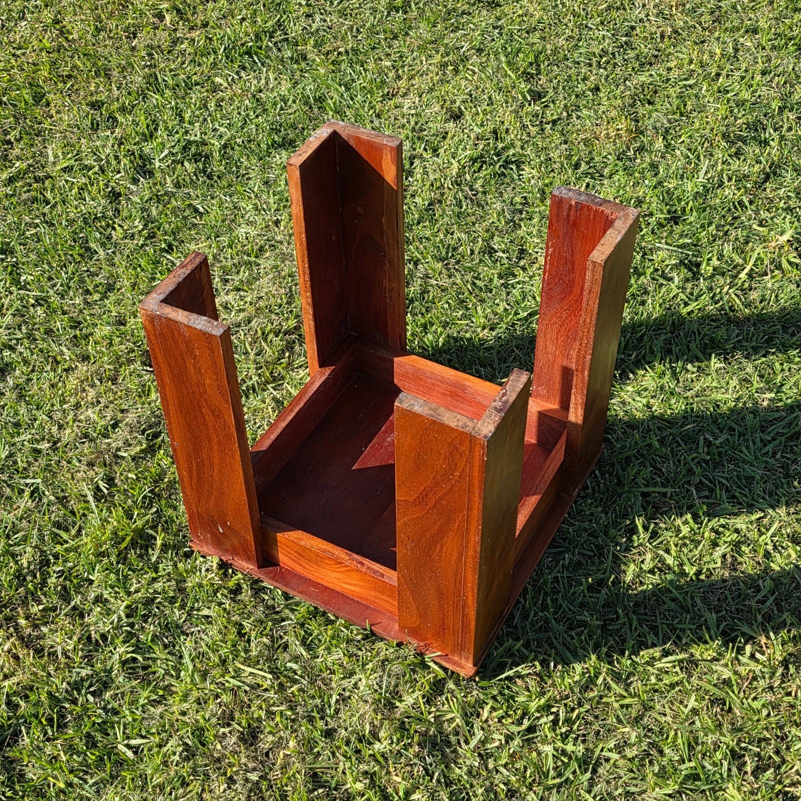 Vintage Solid Mahogany Cube Side Table/Stool -Minimalist Modern Design 16" x 16"