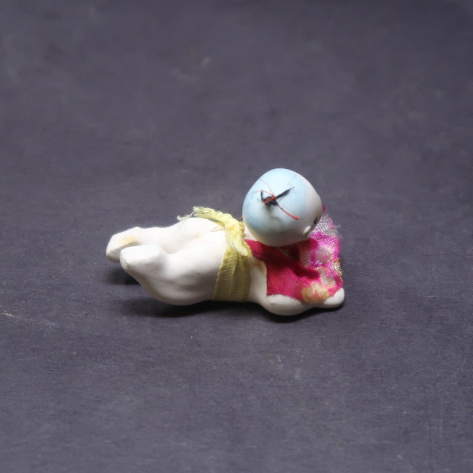 Antique 2" Long Miniature Crawling Baby Doll Japanese Porcelain Doll 1920s