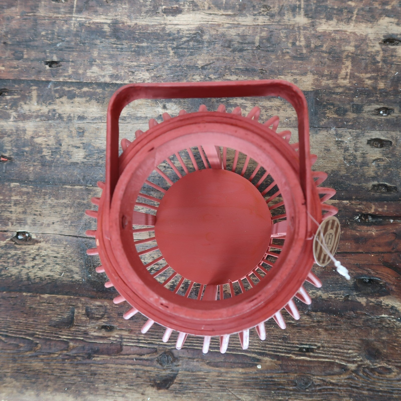 Red Bamboo Candle Lantern With Handle 7.5" x 7.5" x H 11.5"