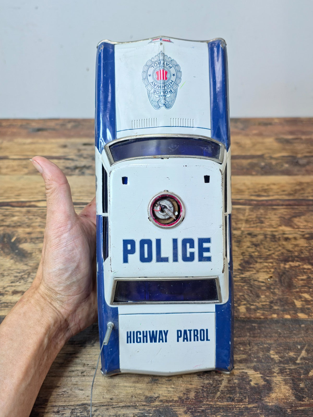 Vintage Tin Police Car Highway Patrol — Made in Japan, 1960s, Parts Only