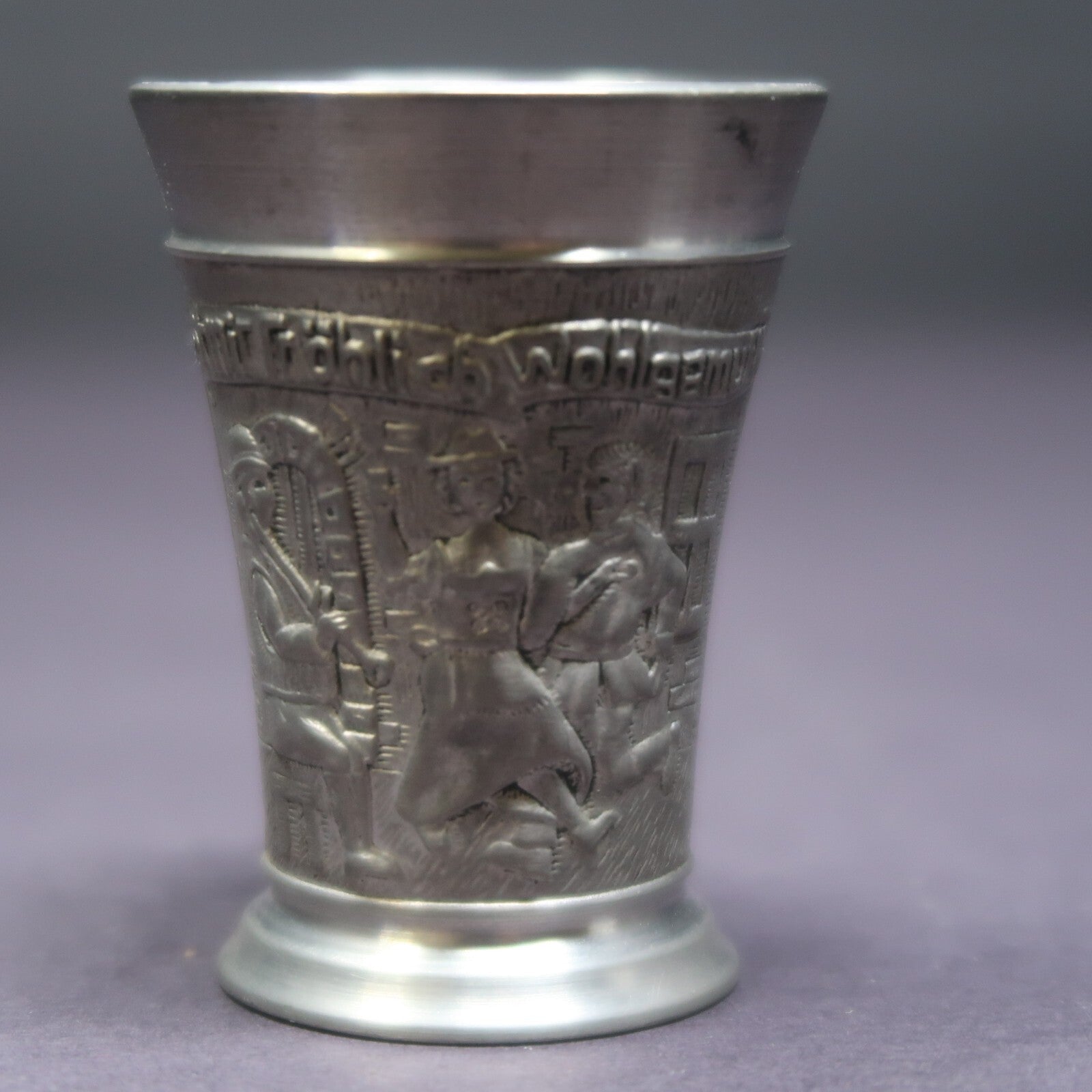 German BMF ZINN 95% Pewter Shot Glass Oktoberfest H 2"