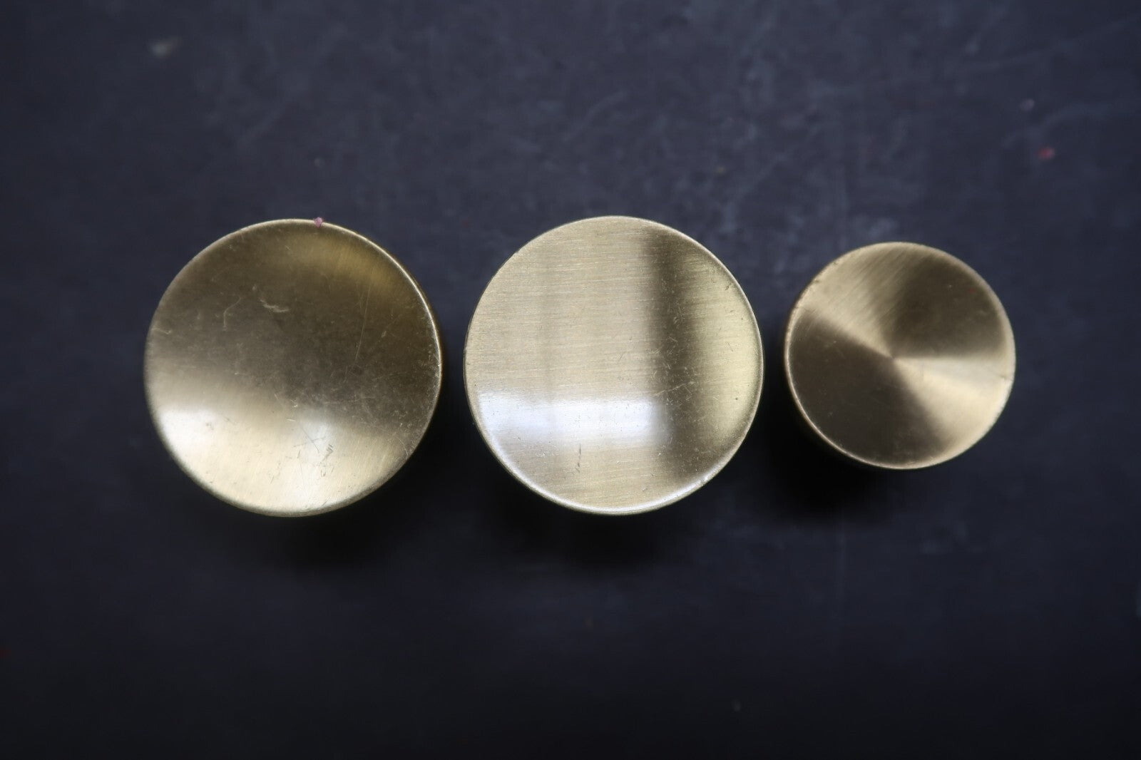Lot of 3 Stainless Steel Round Cabinet Pulls Drawer Knobs Vintage