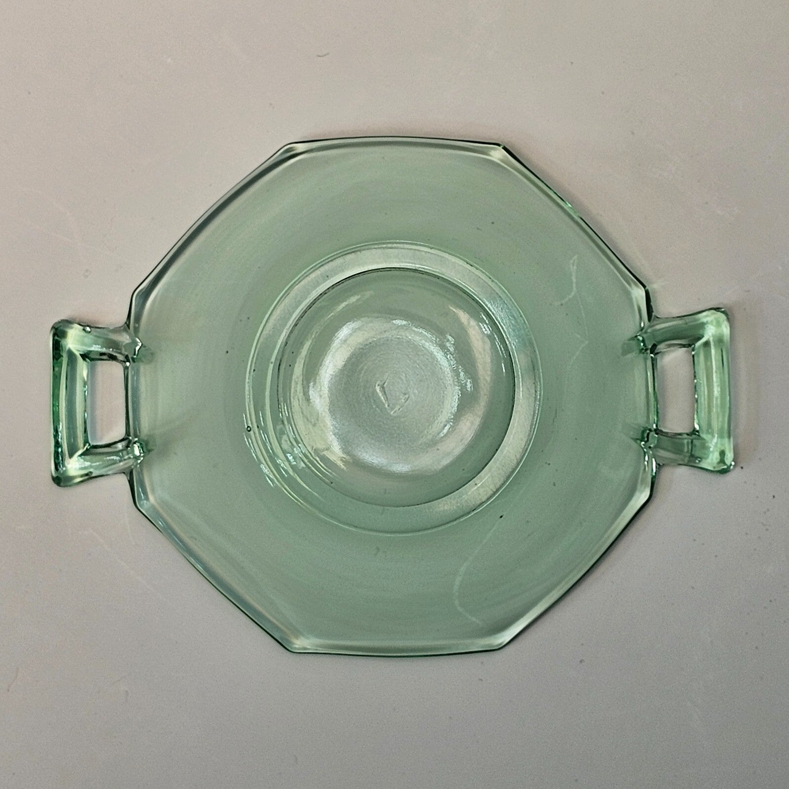 Heisey Octagon Moongleam Handled Nut Bowl
