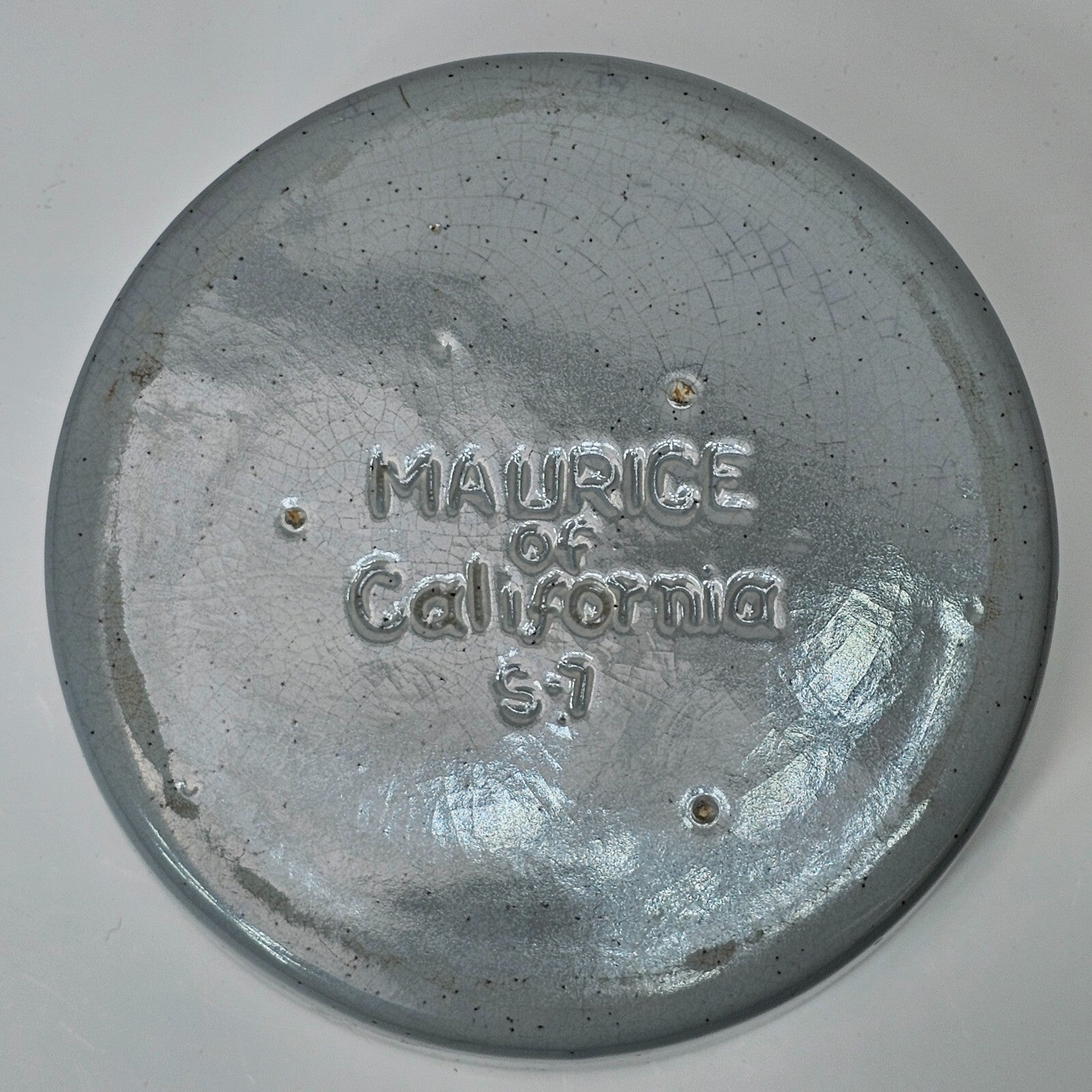 Vintage Maurice Of California Ceramic Pet Bowl / Trinket Light Gray Speckles
