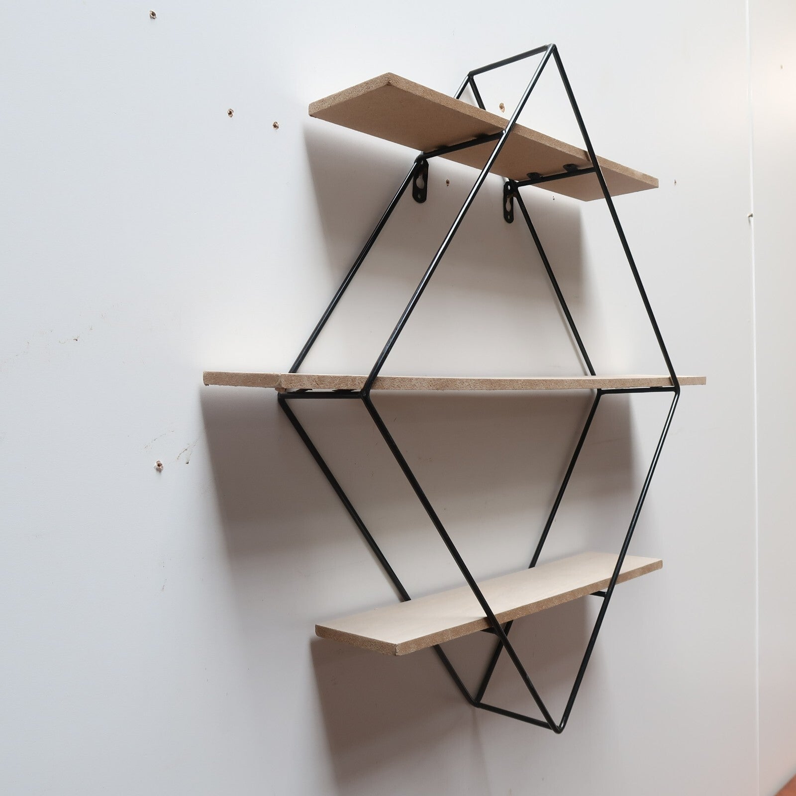 3 Tier Floating Shelves Geometric Diamond Wall Shelves H 23.5" x W 23.5" x D 4"