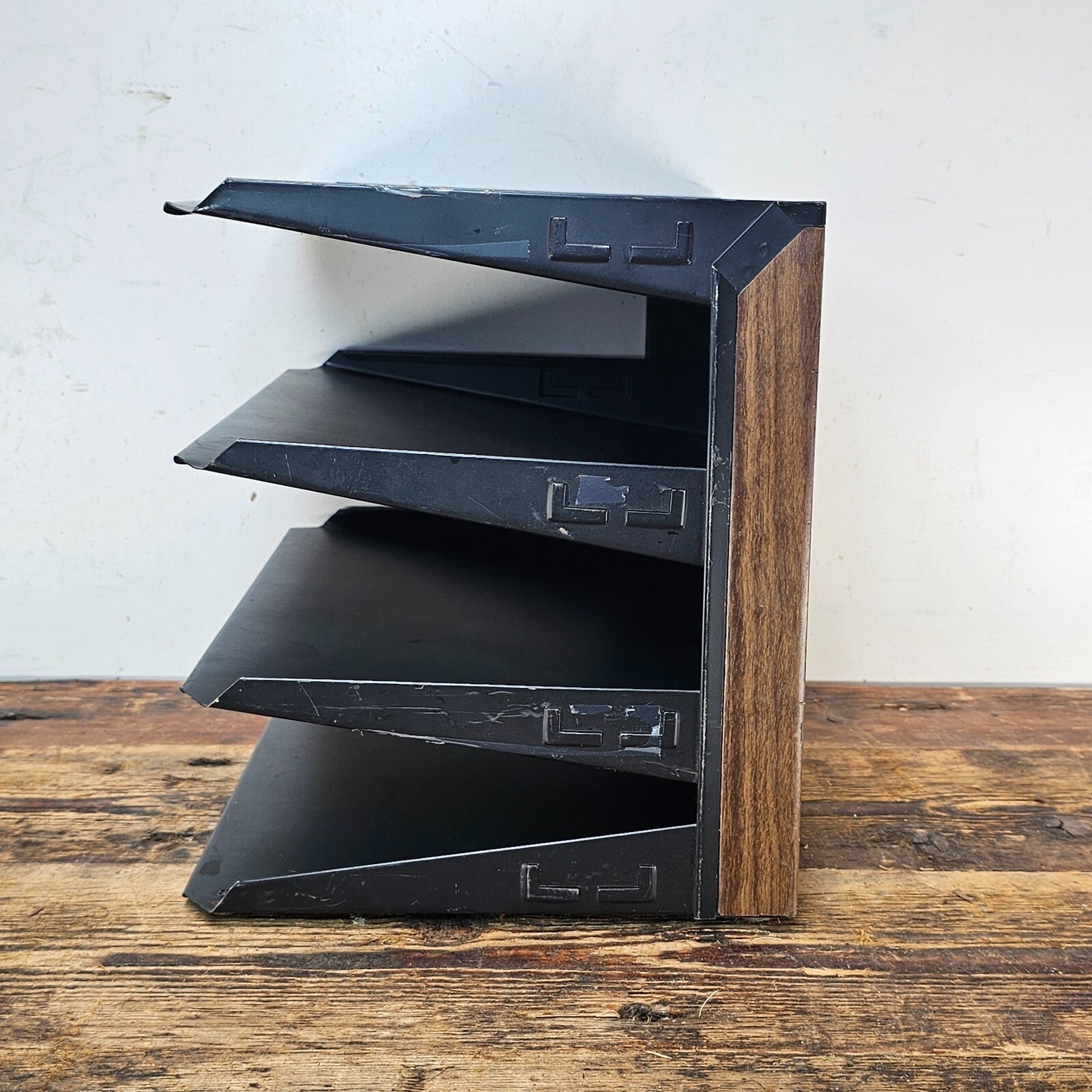 Vintage LIT-NING 4-Tier Desktop Steel File Organizer