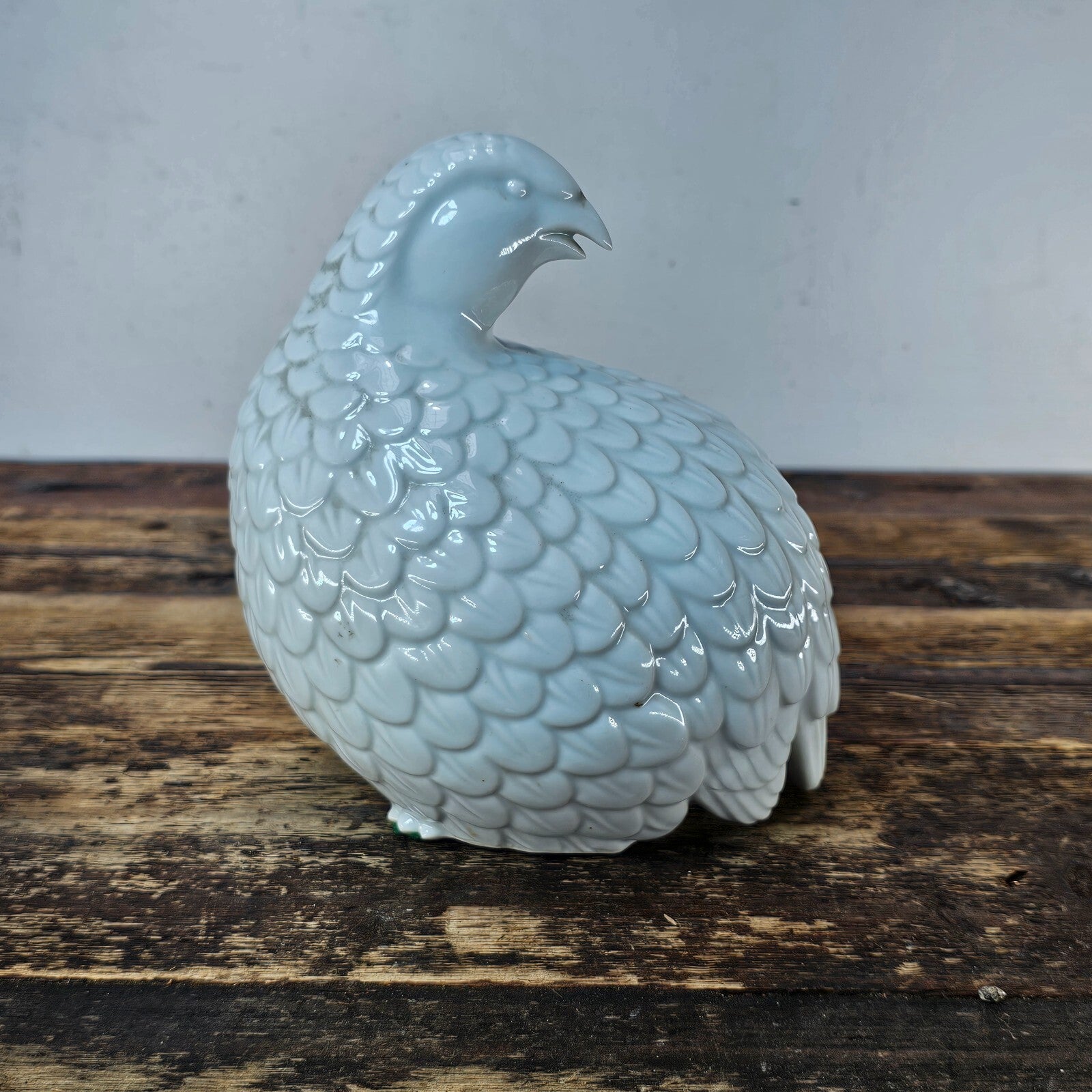 Vintage White Porcelain Quail Figurine Signed Made In Japan 7.5"L x 5"W x 7.5"H