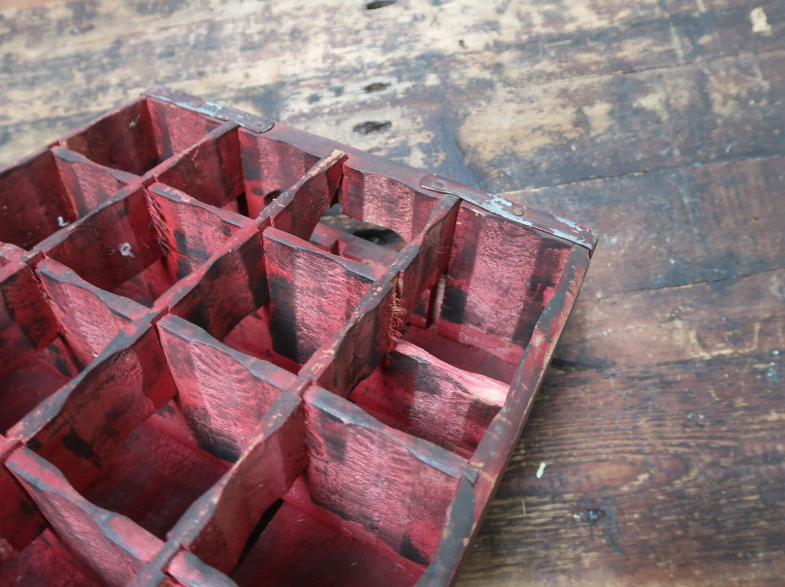 Vintage Pepsi Soda Bottle Wood Crate Box Painted In Wine Red