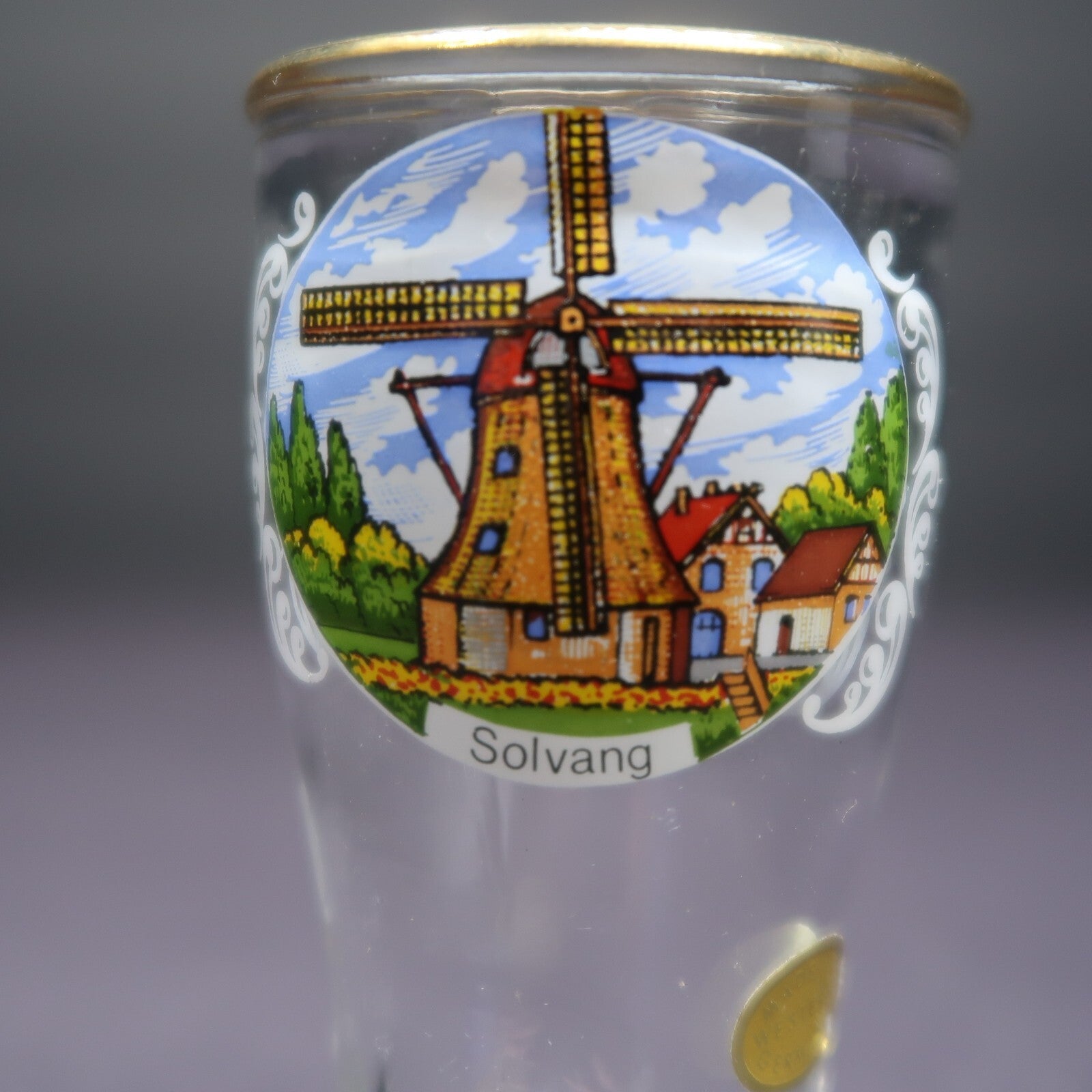 Solvang Gold Rim Boot Shot Glass Made In Western Germany H 3"