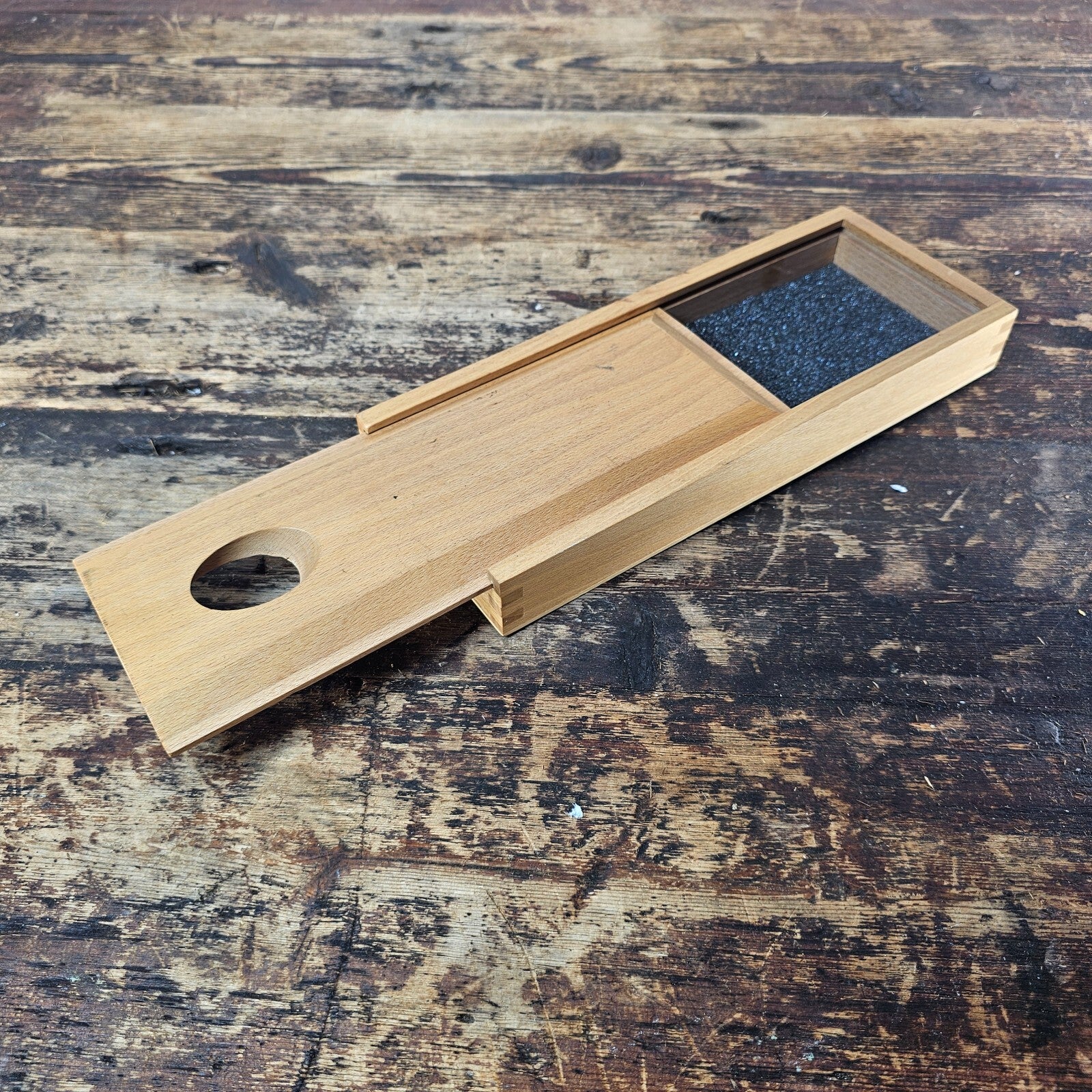 Vintage Wooden Sliding Box / Pencil Case with Magnetic Closure