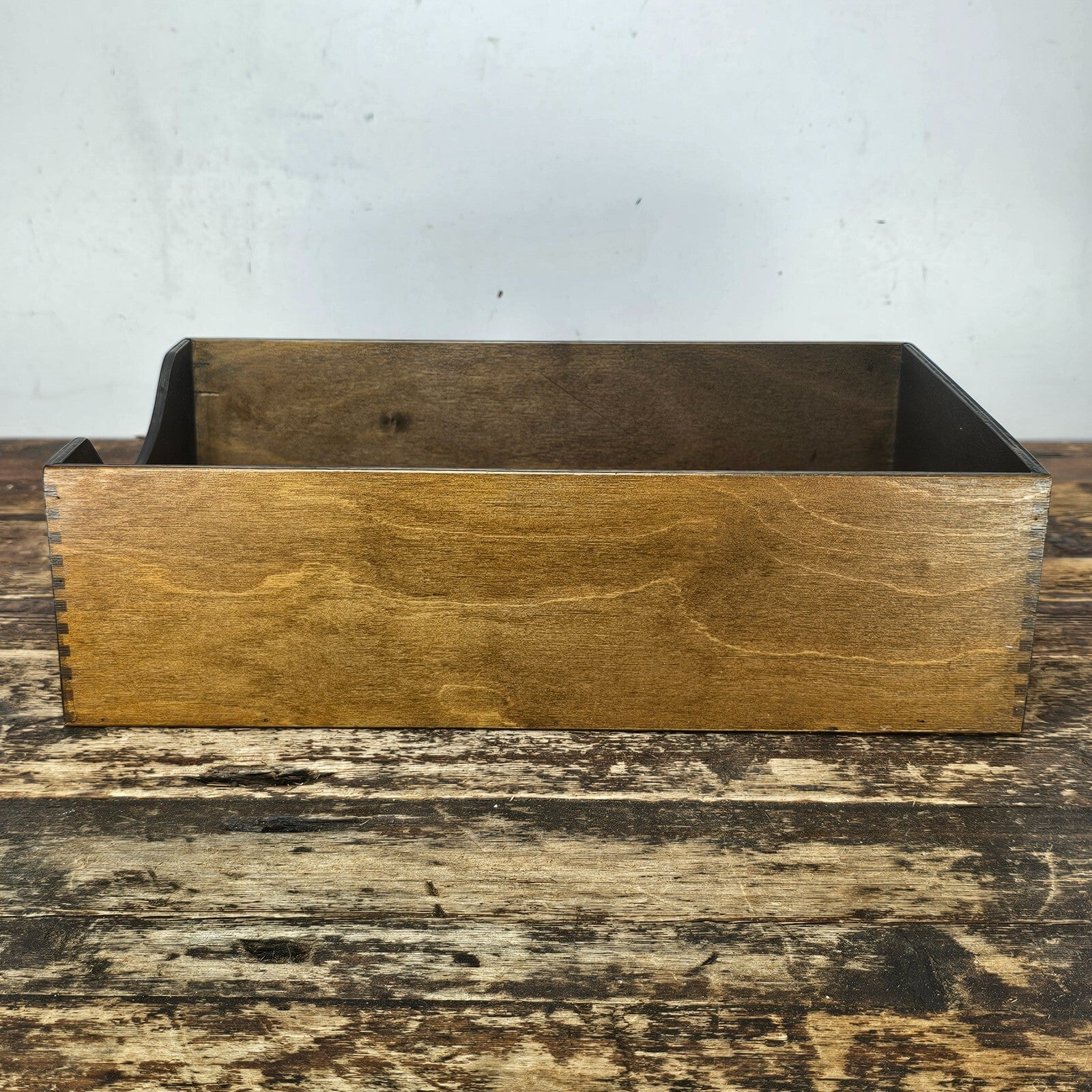 Vintage Walnut Deep Desk Tray / Document Organizer  (1950s-1960s) 4.25"H