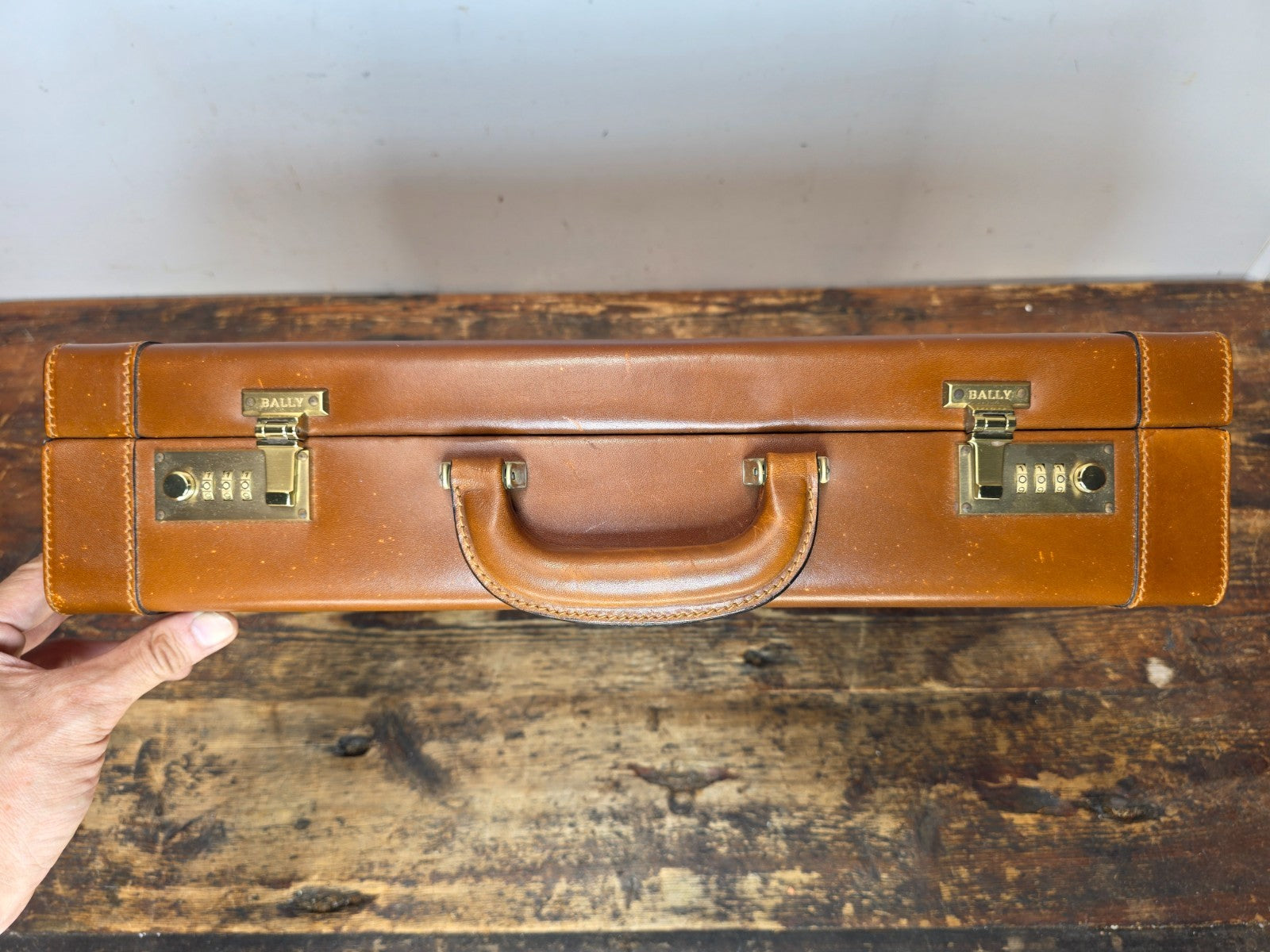 Bally Italy Leather Attache Briefcase CEO President Hard Case with Dust Cover