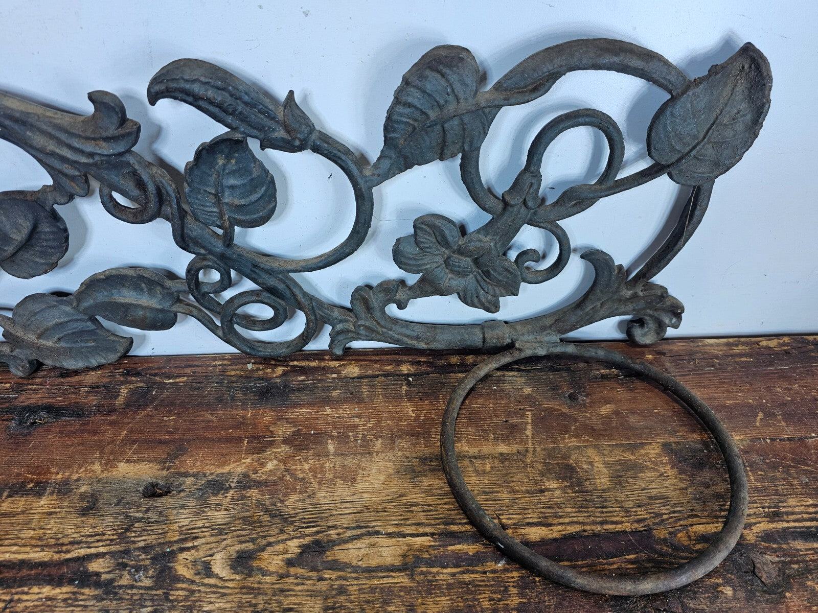 Victorian Style Cast Iron Wall Planter with Ivy Design  28.5"L x 9.5"H x 8.5"D
