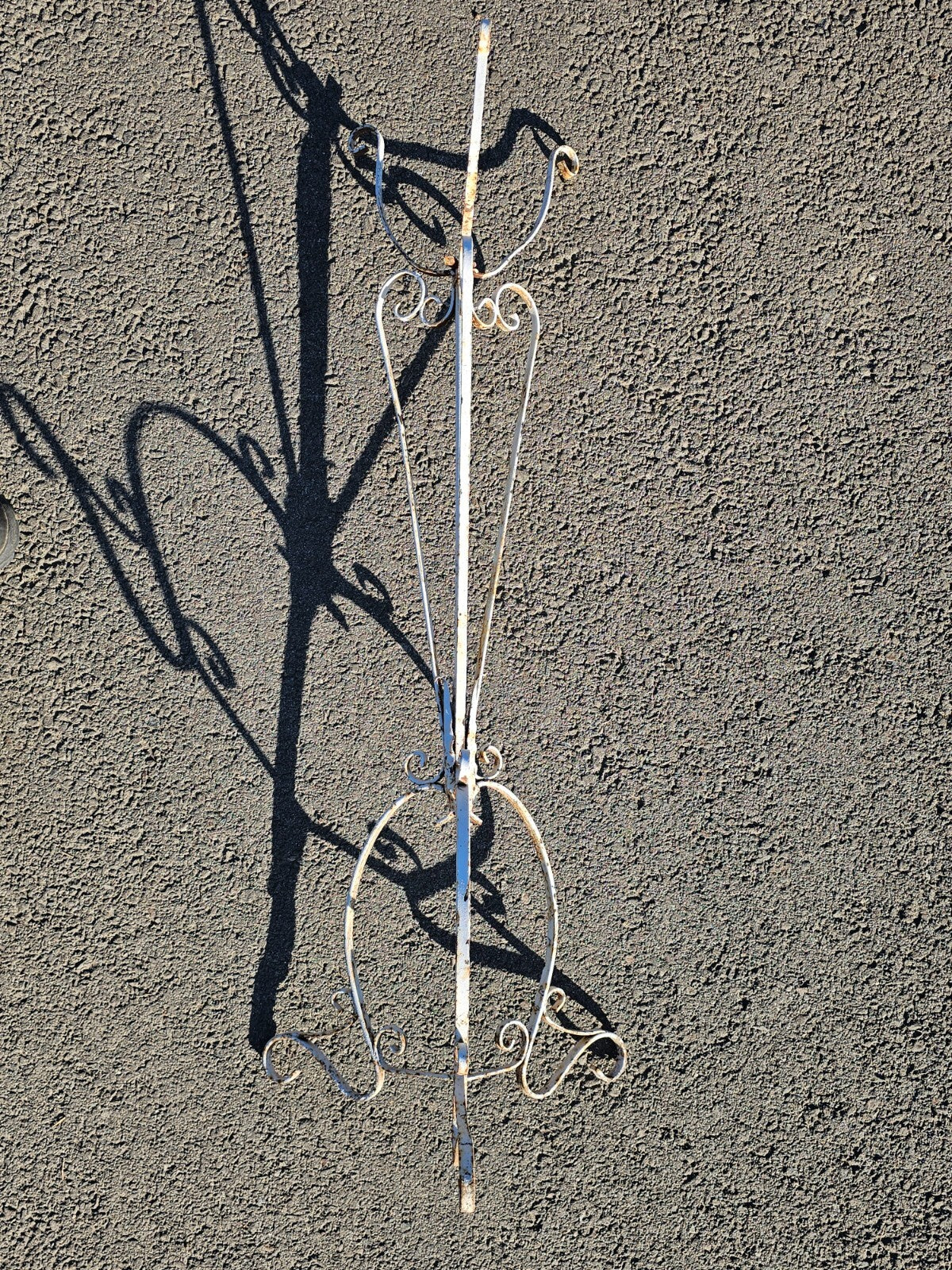 Vintage Scrolled Metal White Plant Stand Rustic 42"H