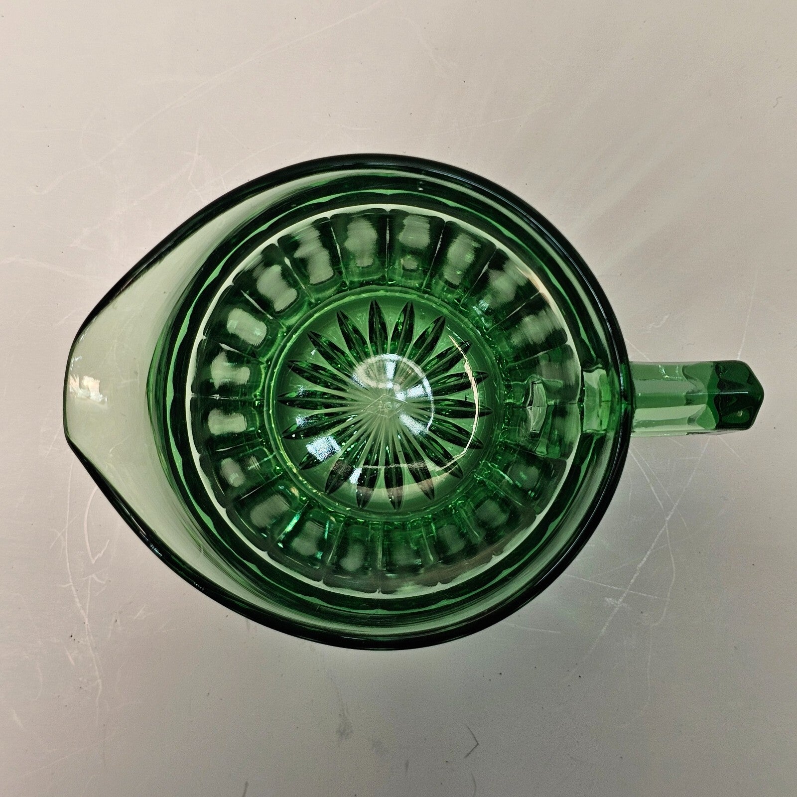 Heisey Glass Coarse Rib Moongleam Green Creamer 3"