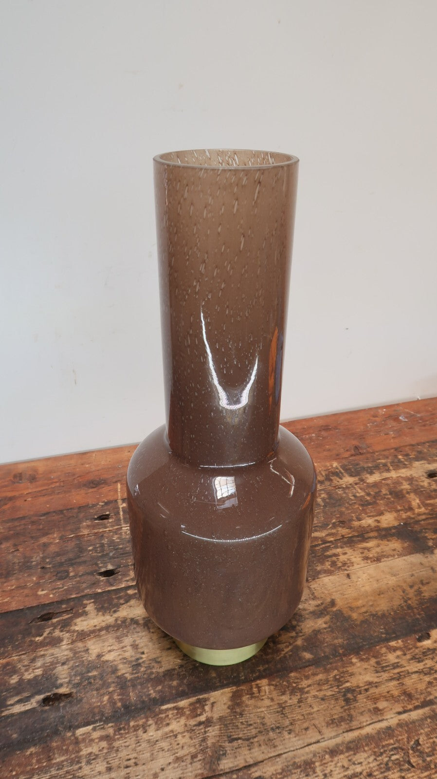 Reddish Brown Seeded Art Glass Vase H 16.5"