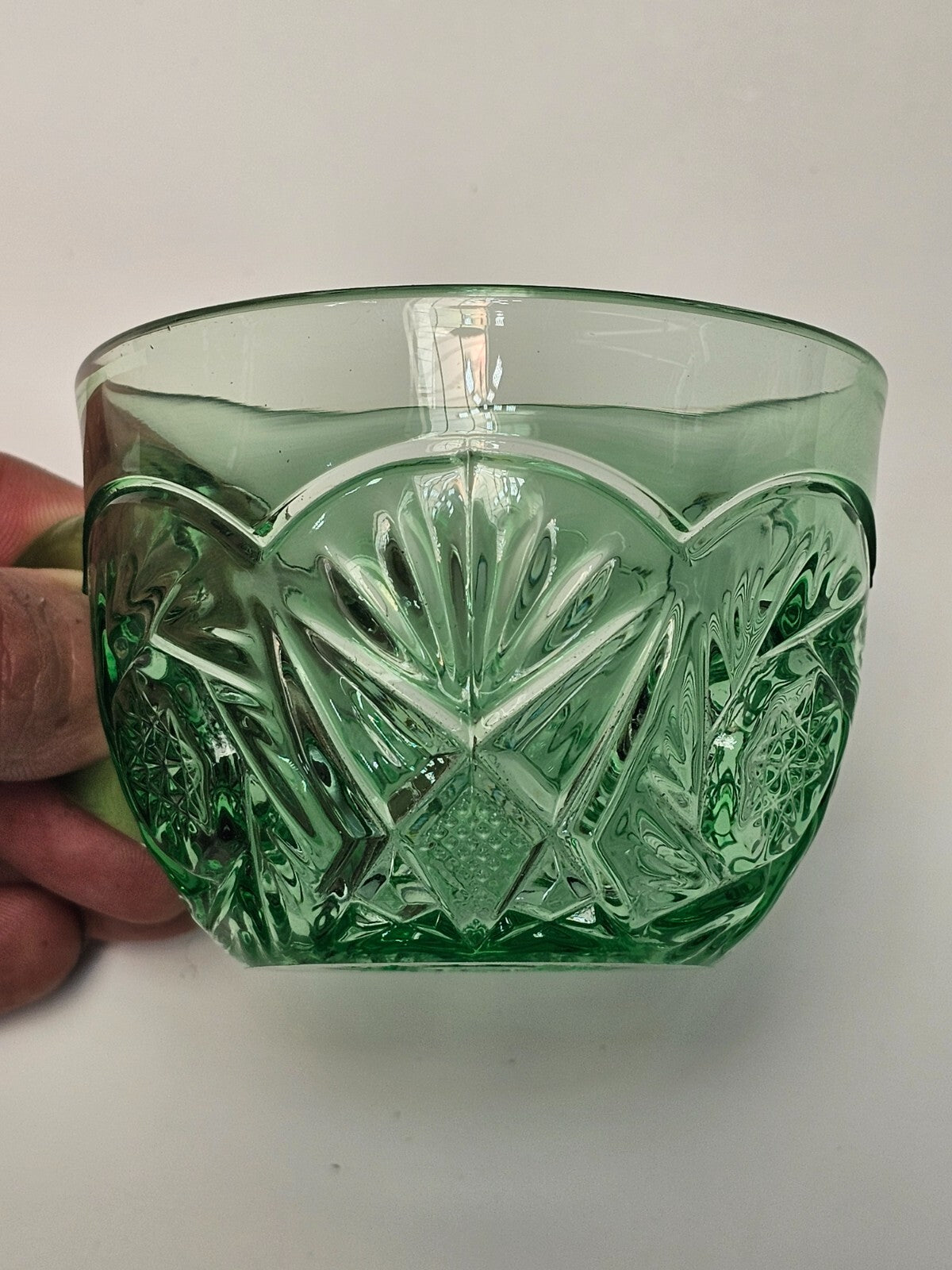 Heisey Pinwheel and Fan Green Moongleam Punch Cup