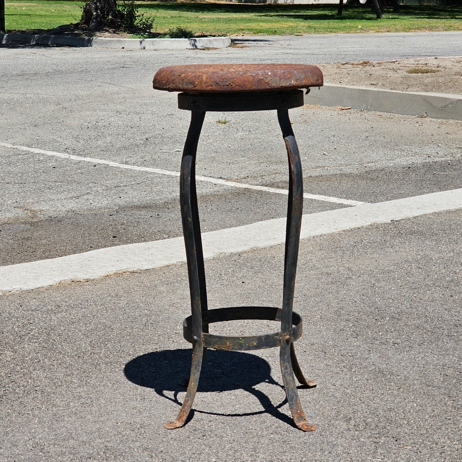 Rustic Metal Stool / Plant Stand 11.5" x 11.5" x 24" H
