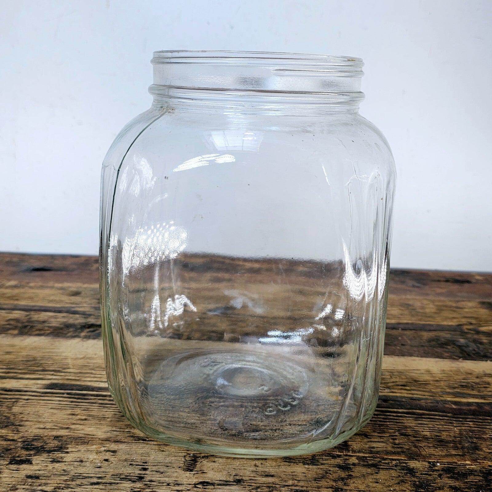 Vintage Hazel Atlas 1 Gal Clear Glass Canister Jar #5238 (No Lid)