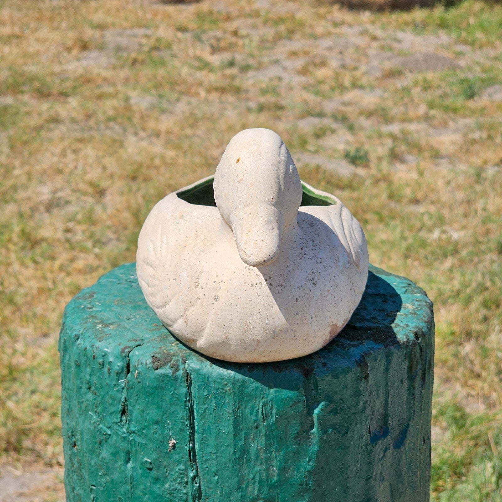 California Pottery Clay Duck Planter White 11" L