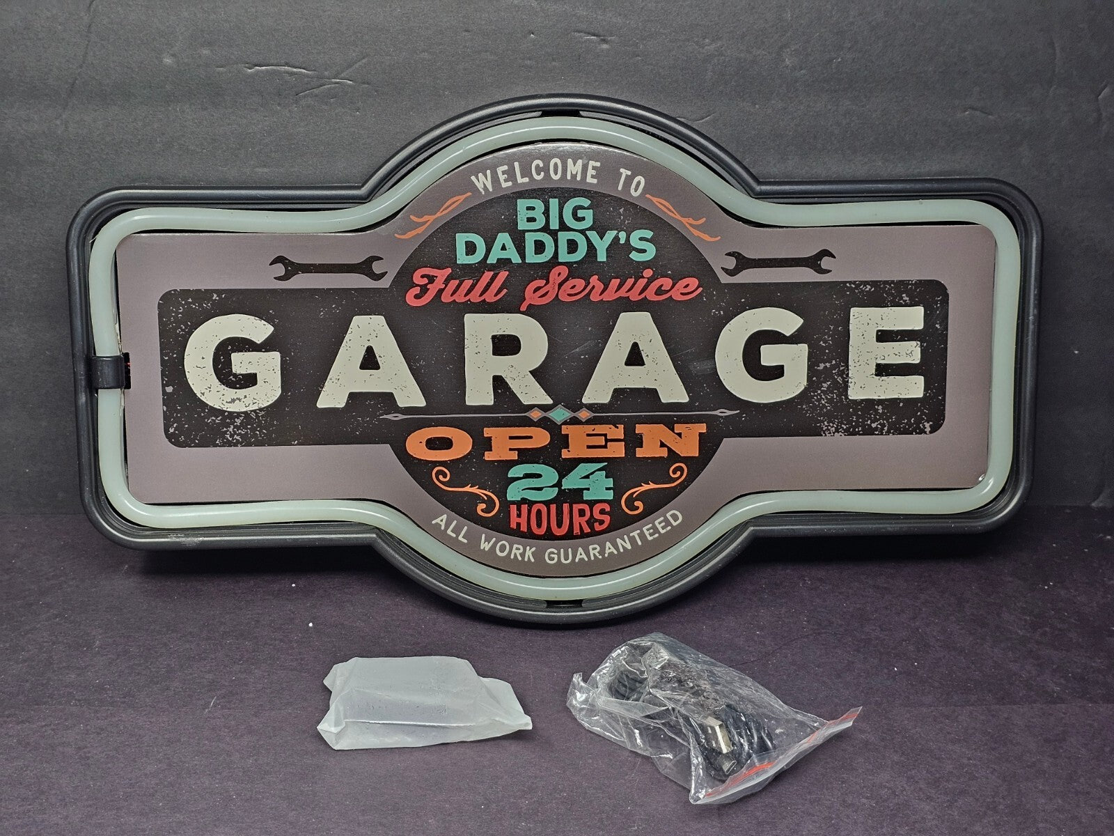 Big Daddy's Garage Man Cave Rope LED Marquee Wall Sign Light