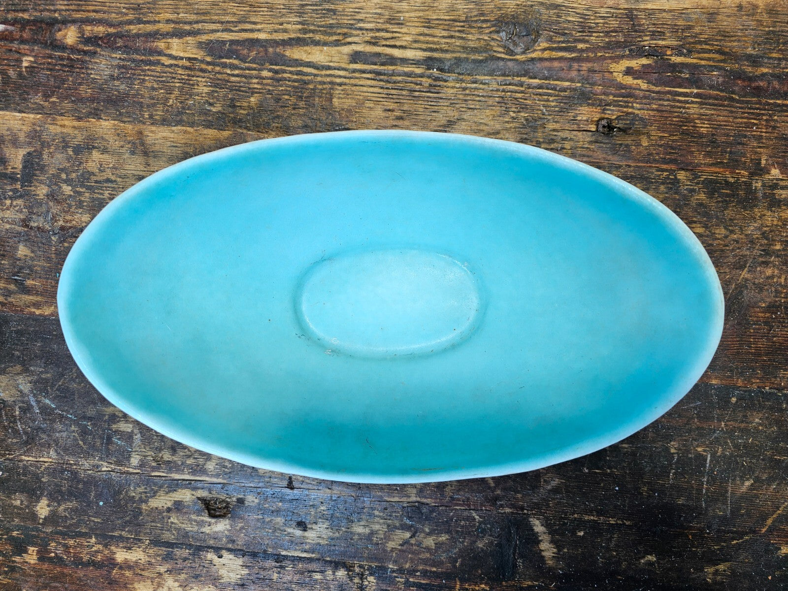 Winfield Pasadena Pottery Oblong Bowl / Planter Turquoise & White