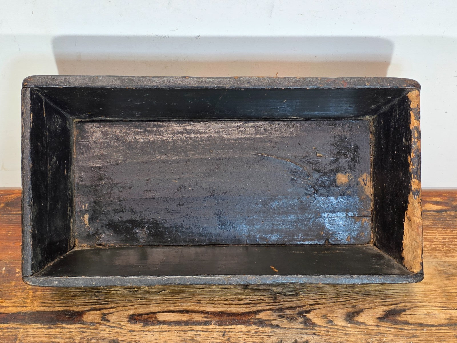 Antique Hand-Painted Wooden Box with Floral and Fruit Motif