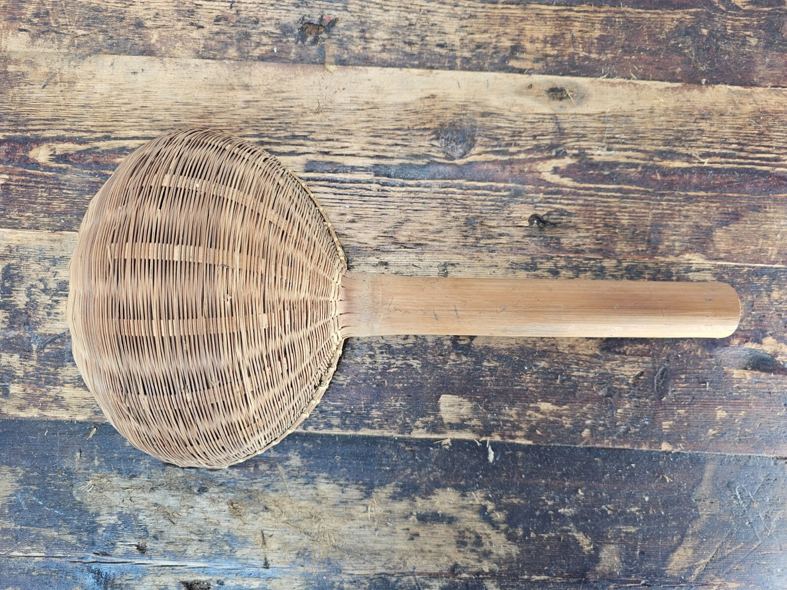 Primitive Hand Woven Bamboo Strainer Ladle