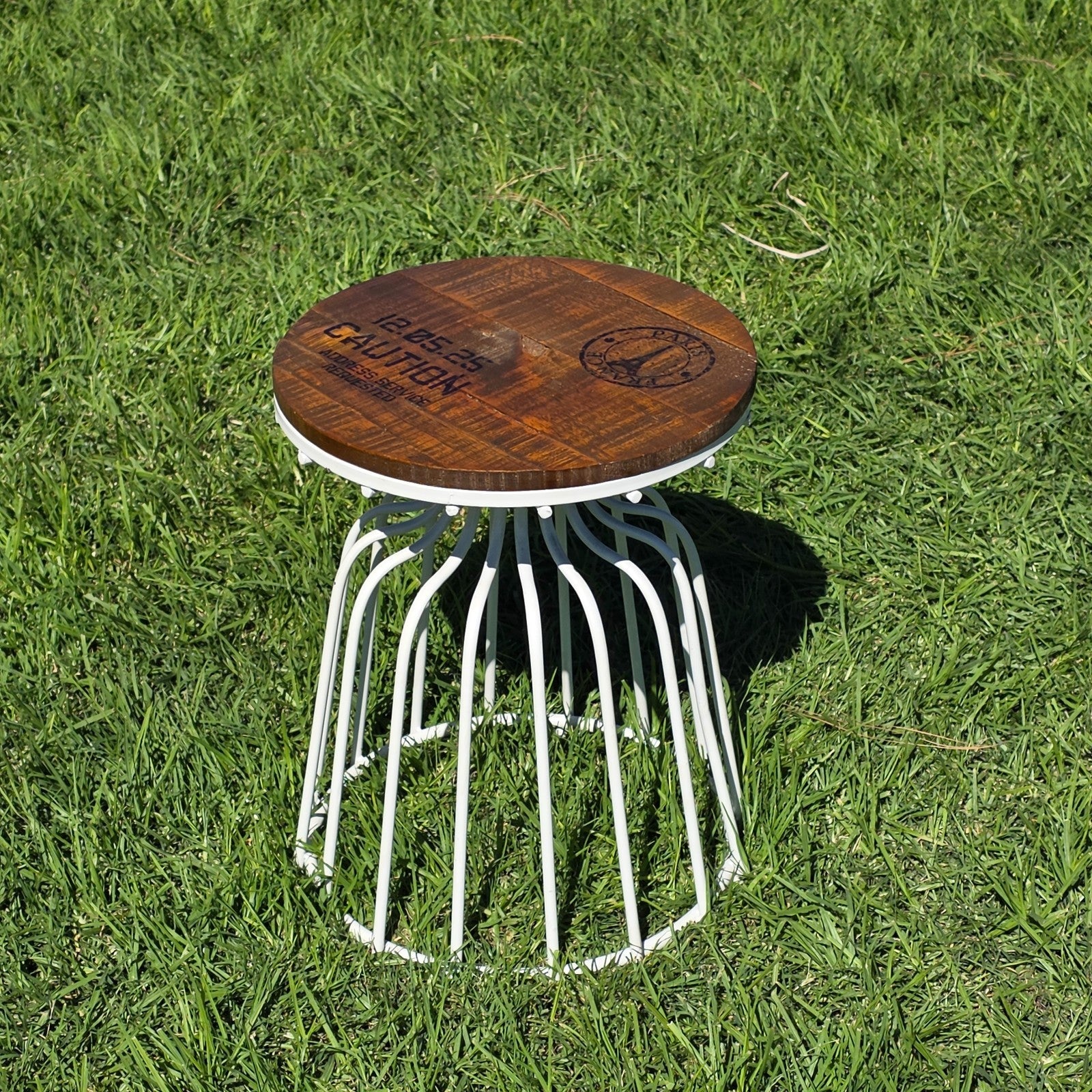 Urban Outfitters Paris Wire Base Side Table – Rustic Wood Top Discontinued
