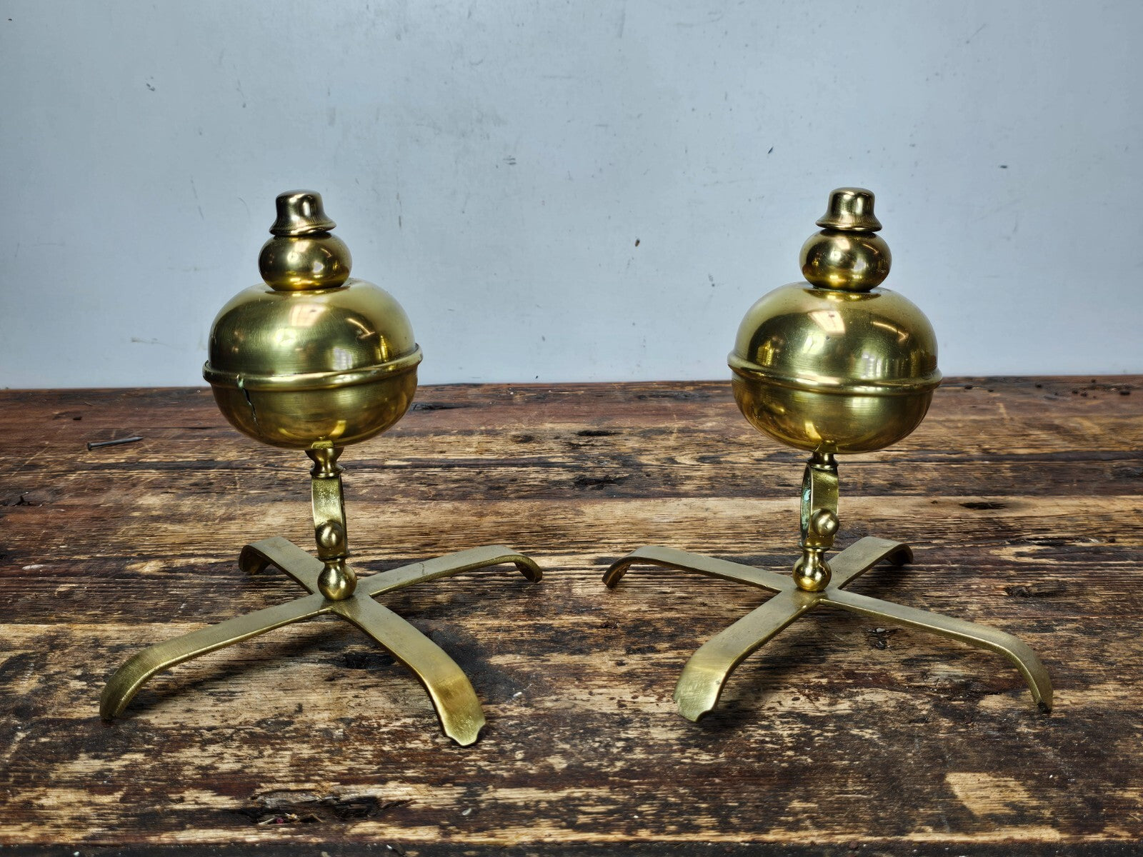 Set of 2 Brass Ornaments Vintage