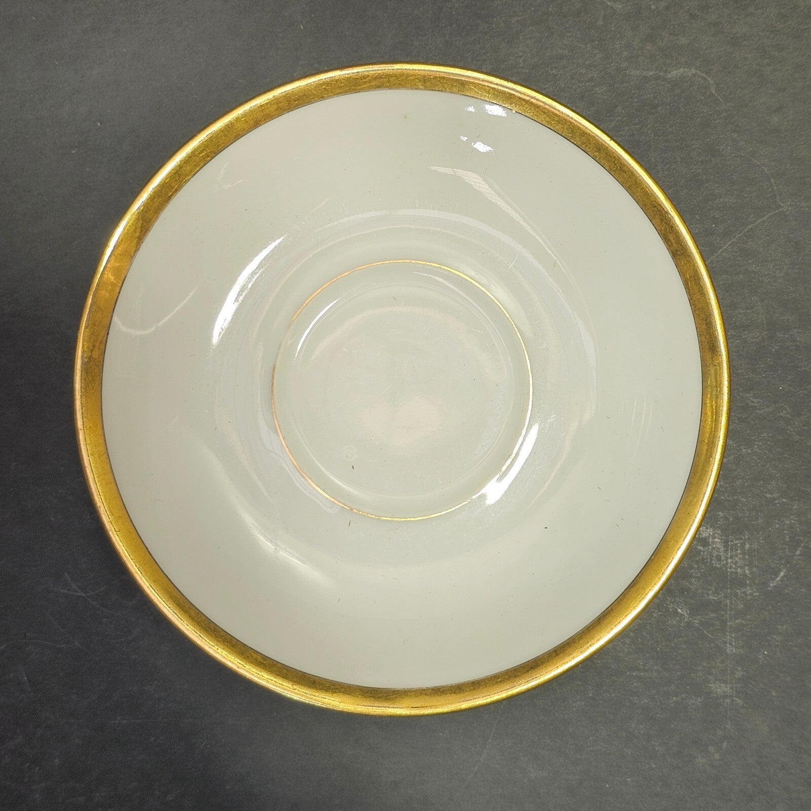 Theodore Haviland Limoges France Teacup Saucer & Fruit Bowl Set White Gold Trim