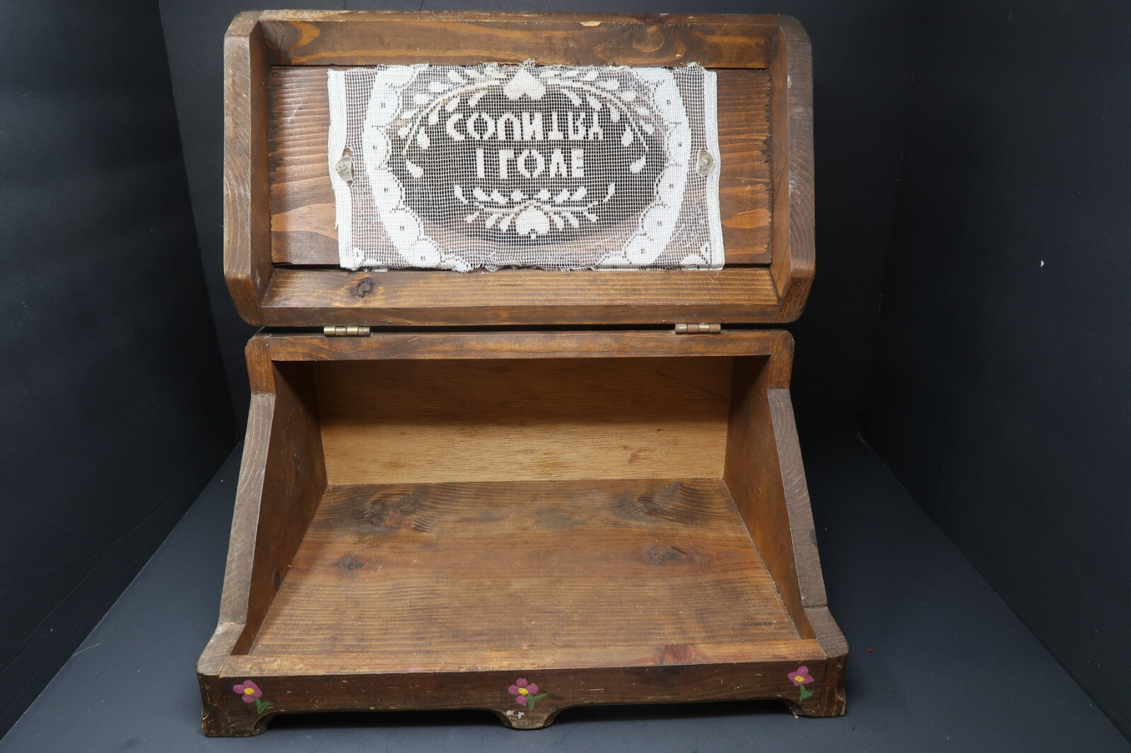 Vintage Wood Bread Box Rustic Wooden Box Farmhouse 16” X 11” X H 11.5”