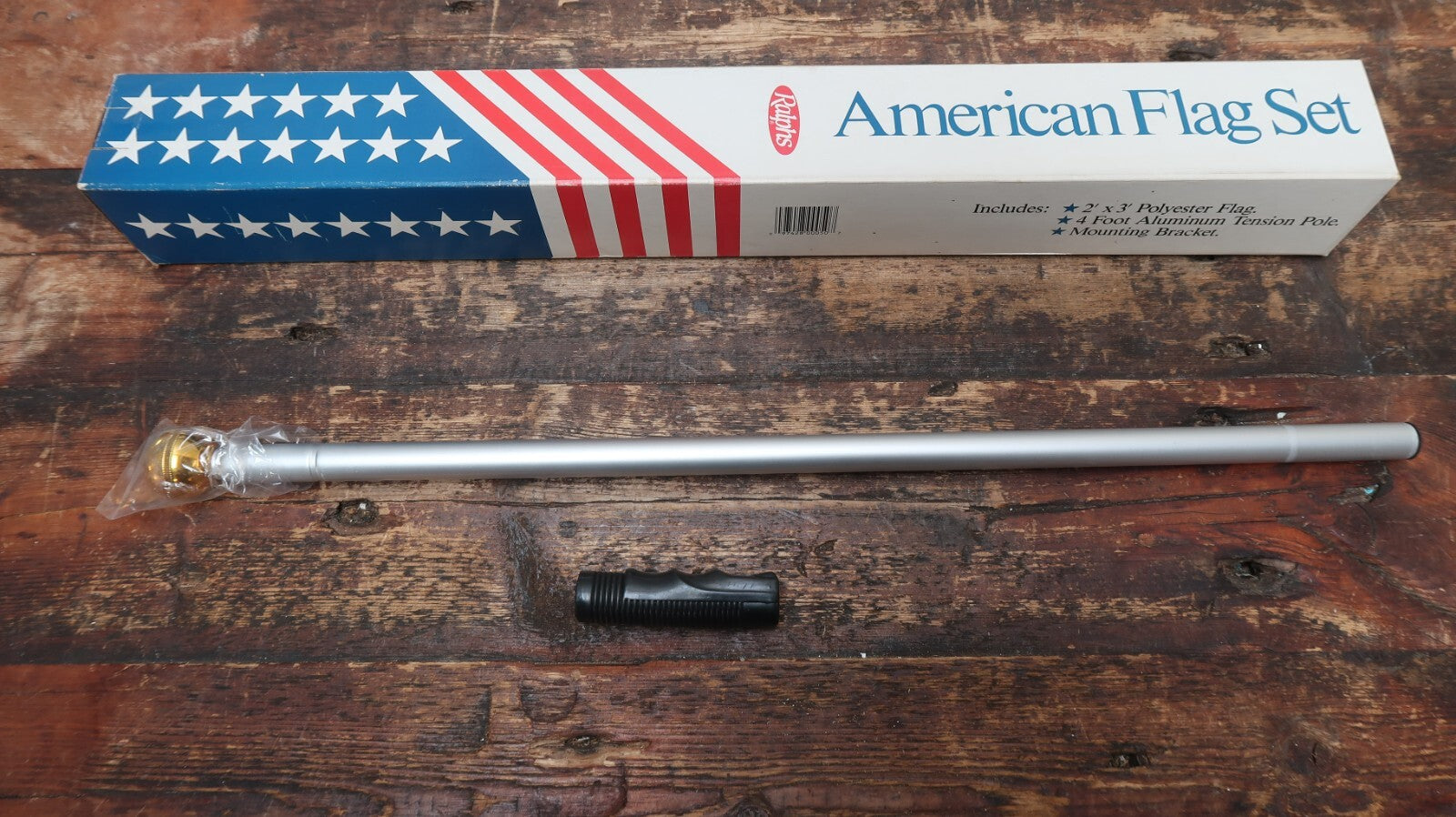 Ralphs American Flag Set 2 x 3 FT Polyester Flag with 4 FT Tension Pole NOS