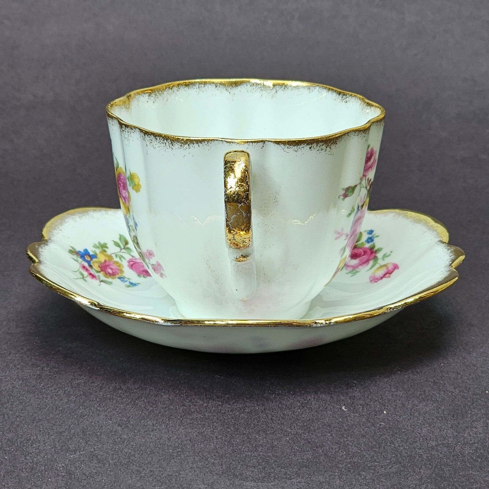 Vintage Taylor and Kent Gold Trim Teacup & Saucer Set From England