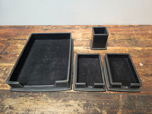 Leather Style Desk Set with 4 Accessories- Desk Storage Organizer Set