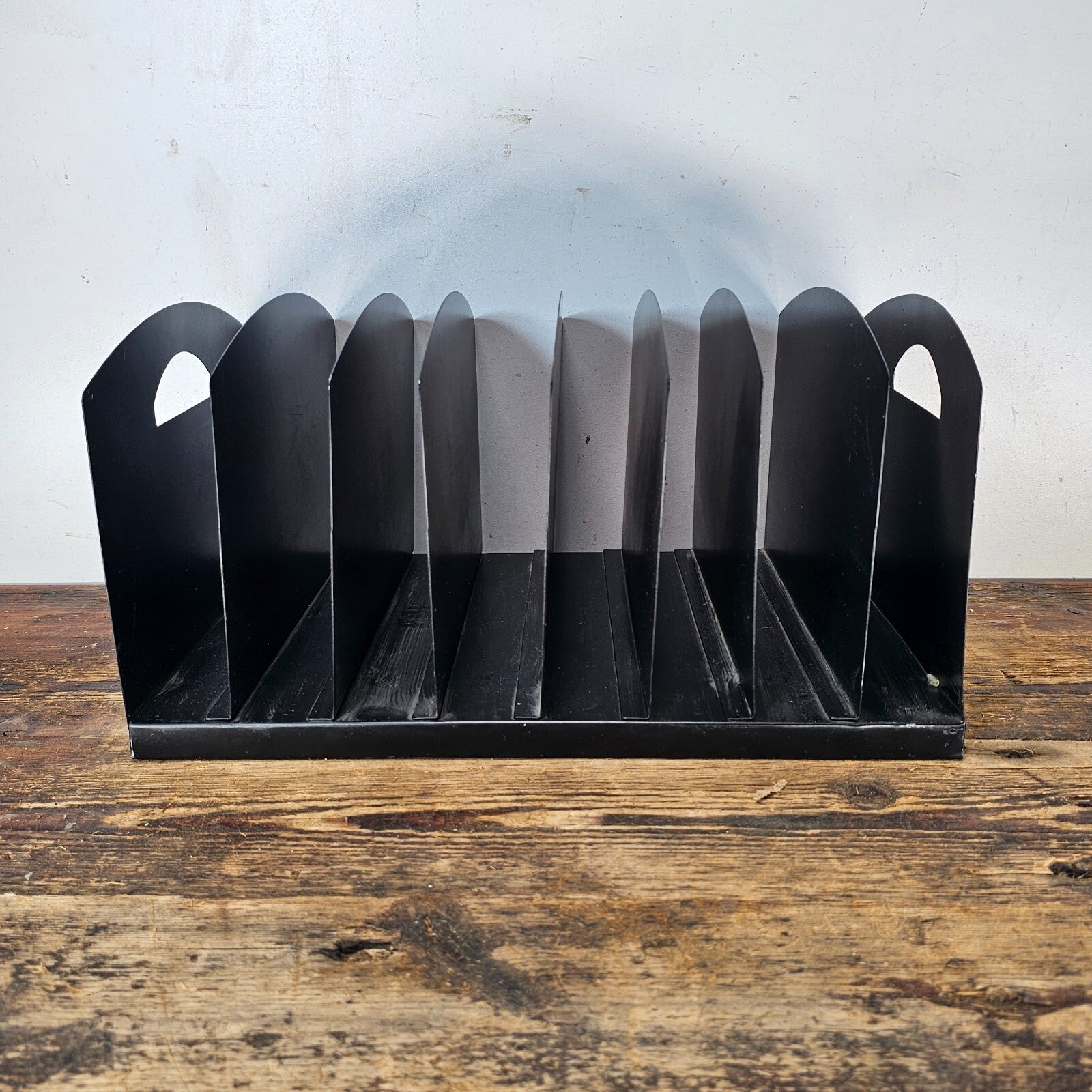 Vintage  8 Compartment Desktop File Organizer With Handles