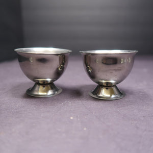 Set of 2 Vintage Metal Jigger Shot Glasses H 1.5"