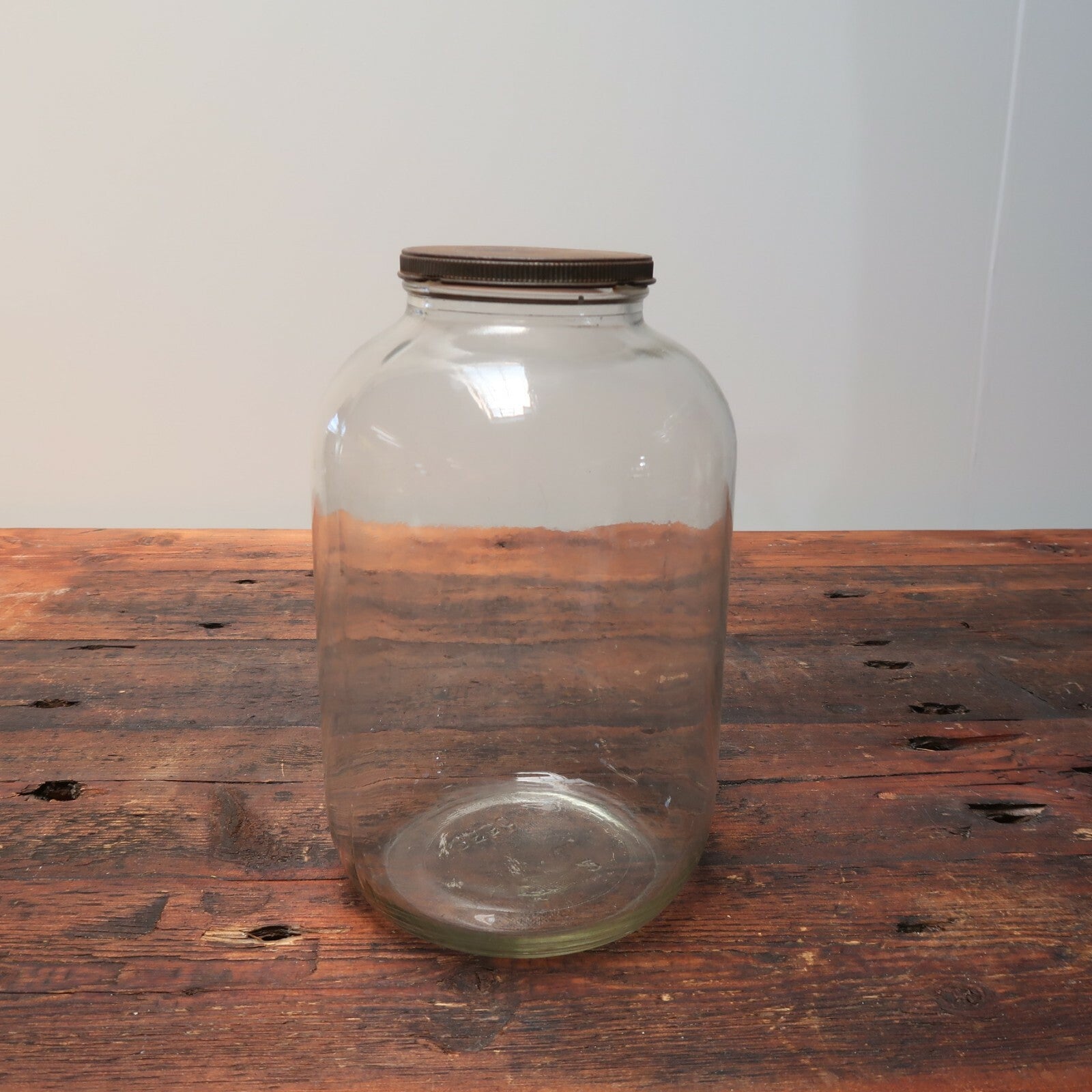 Vintage Jar With Rustic Lid H 10" x W 6"