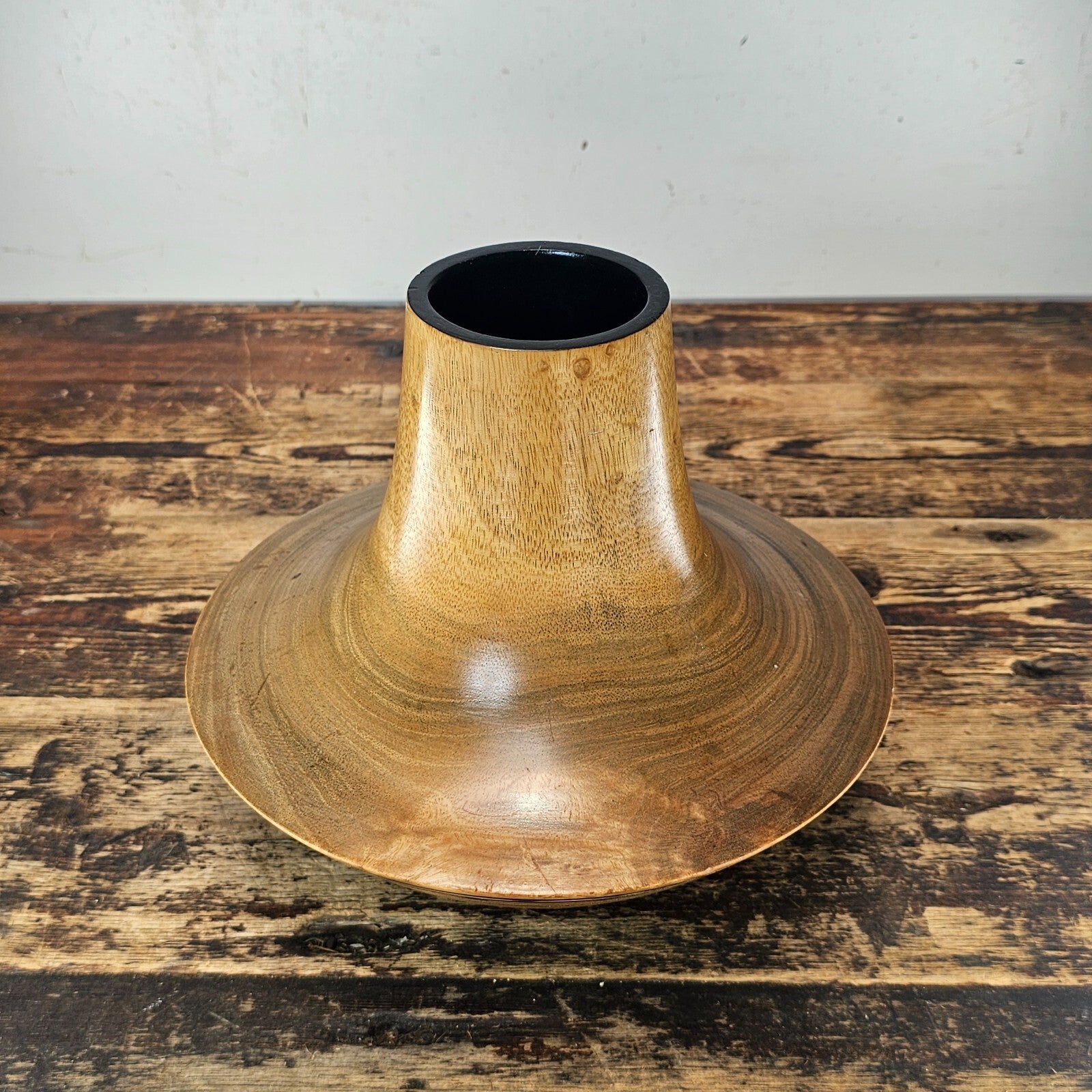 Handcrafted Thai Wooden Vase - Natural Beauty with Ebony Accents