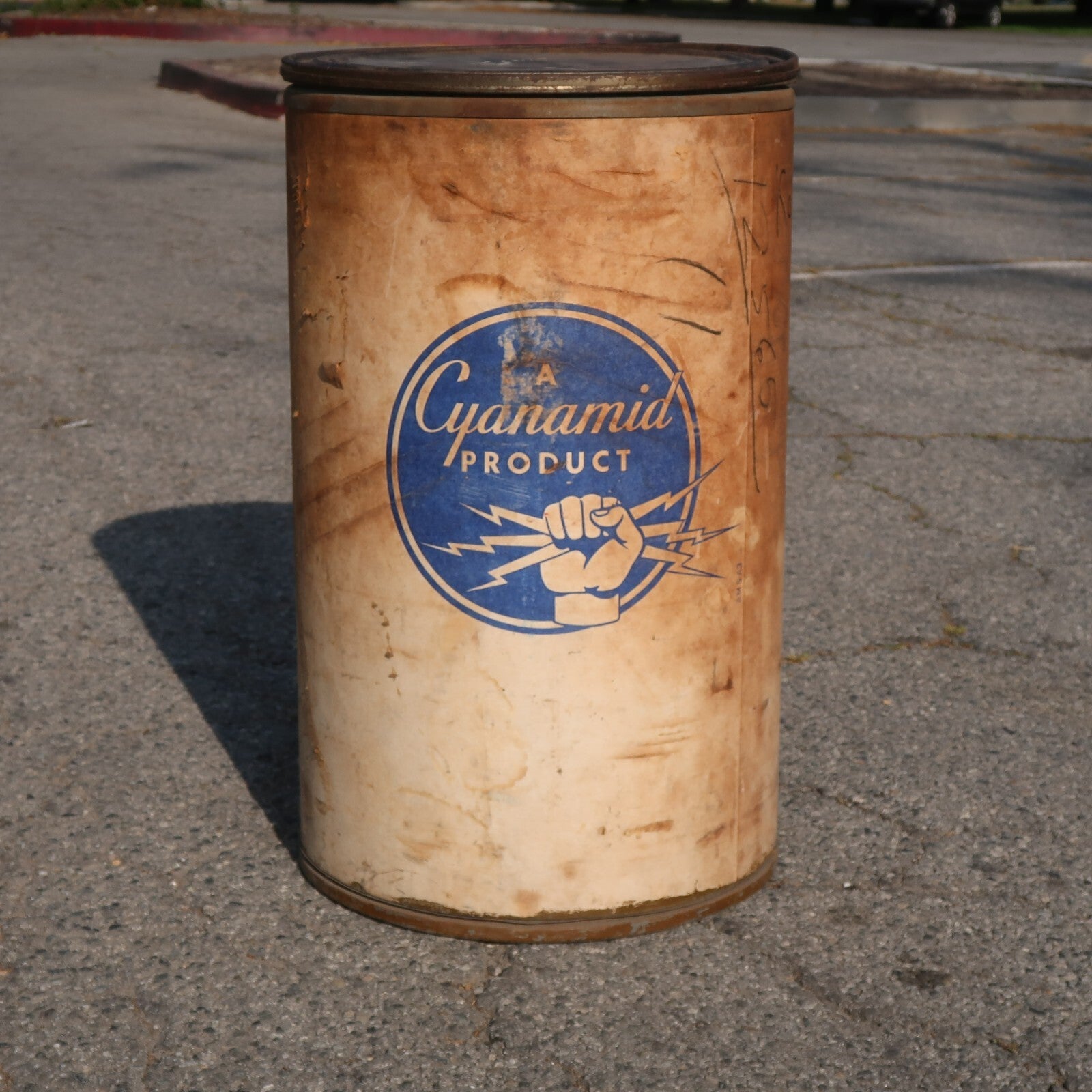 Vintage Calco Fiber Drum Barrel Storage With Lid 19" Diam. 31" Tall