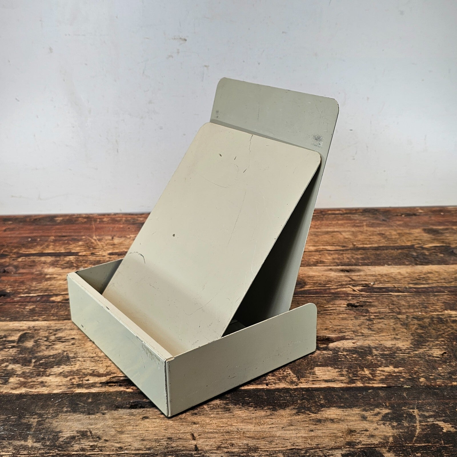Vintage Mid-Century Metal File Organizer in Light Beige