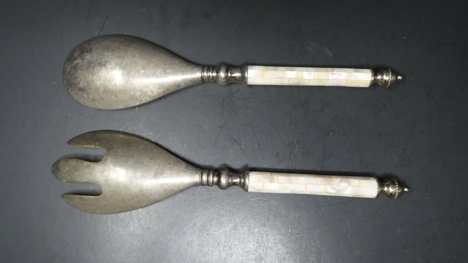 Vintage Silverplate Salad Server Set Fork & Spoon (Sold As Is)