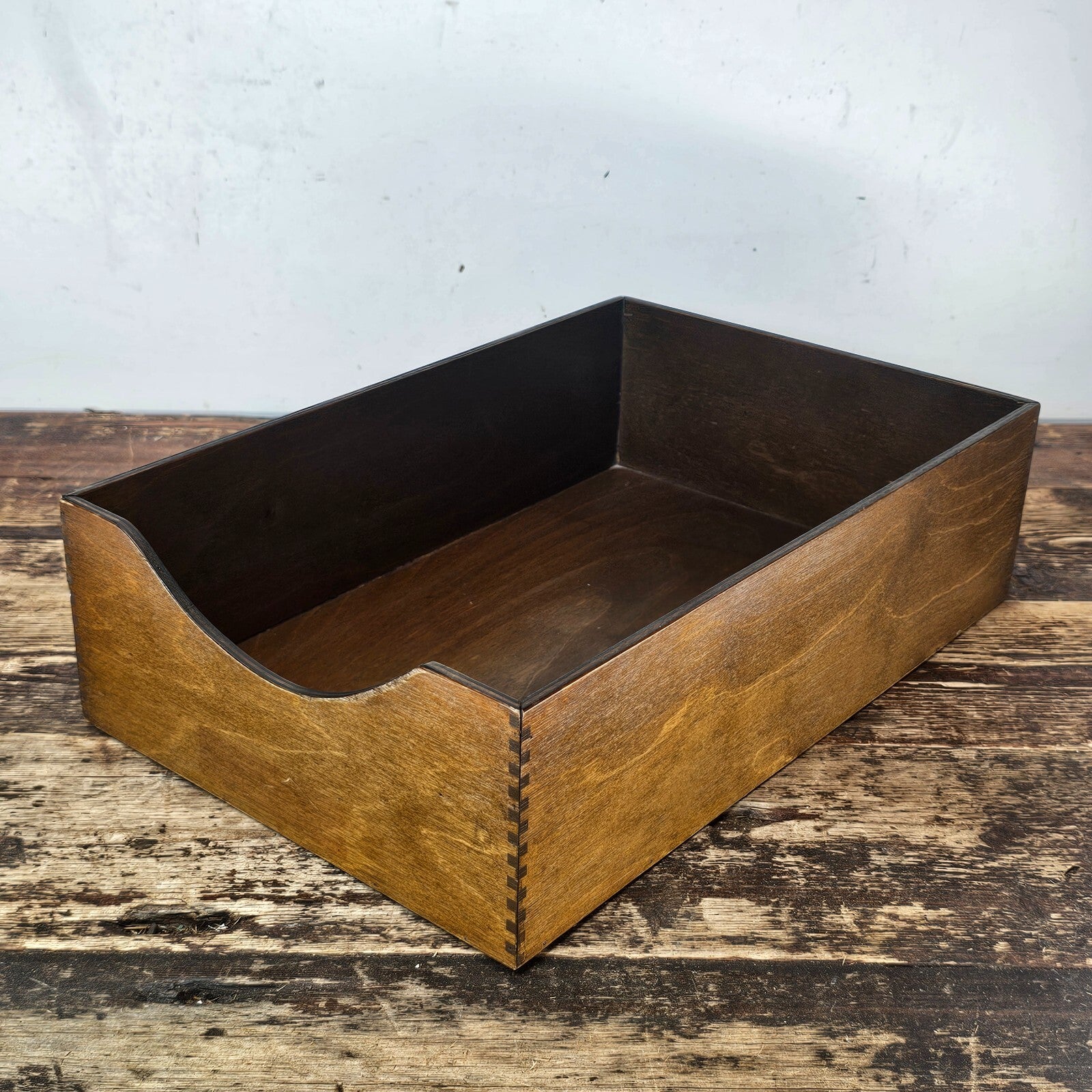 Vintage Walnut Deep Desk Tray / Document Organizer  (1950s-1960s) 4.25"H