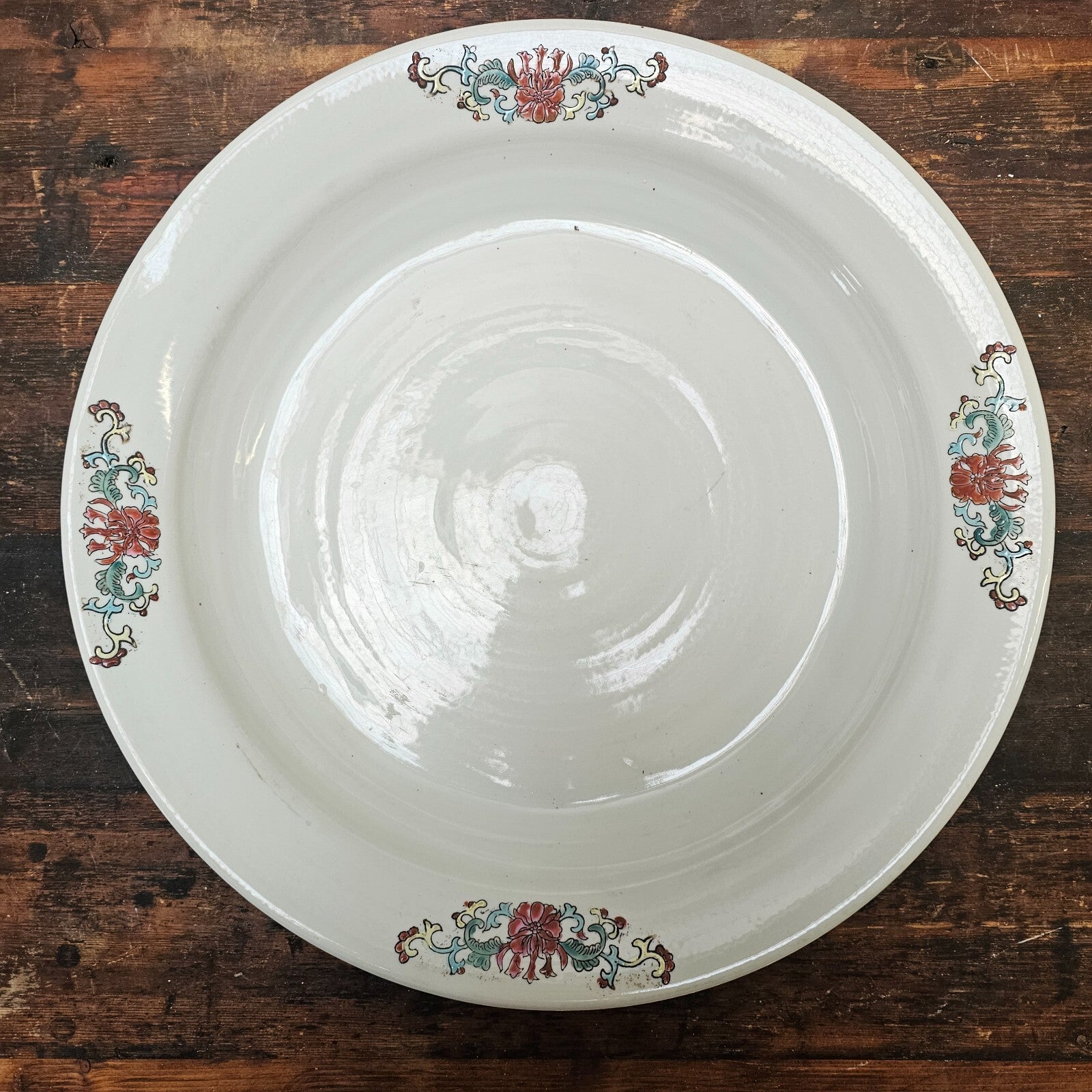 Antique Chinese Ceramic Planter Saucer Blanc de China Marked JIAQUING 19" Dia (A