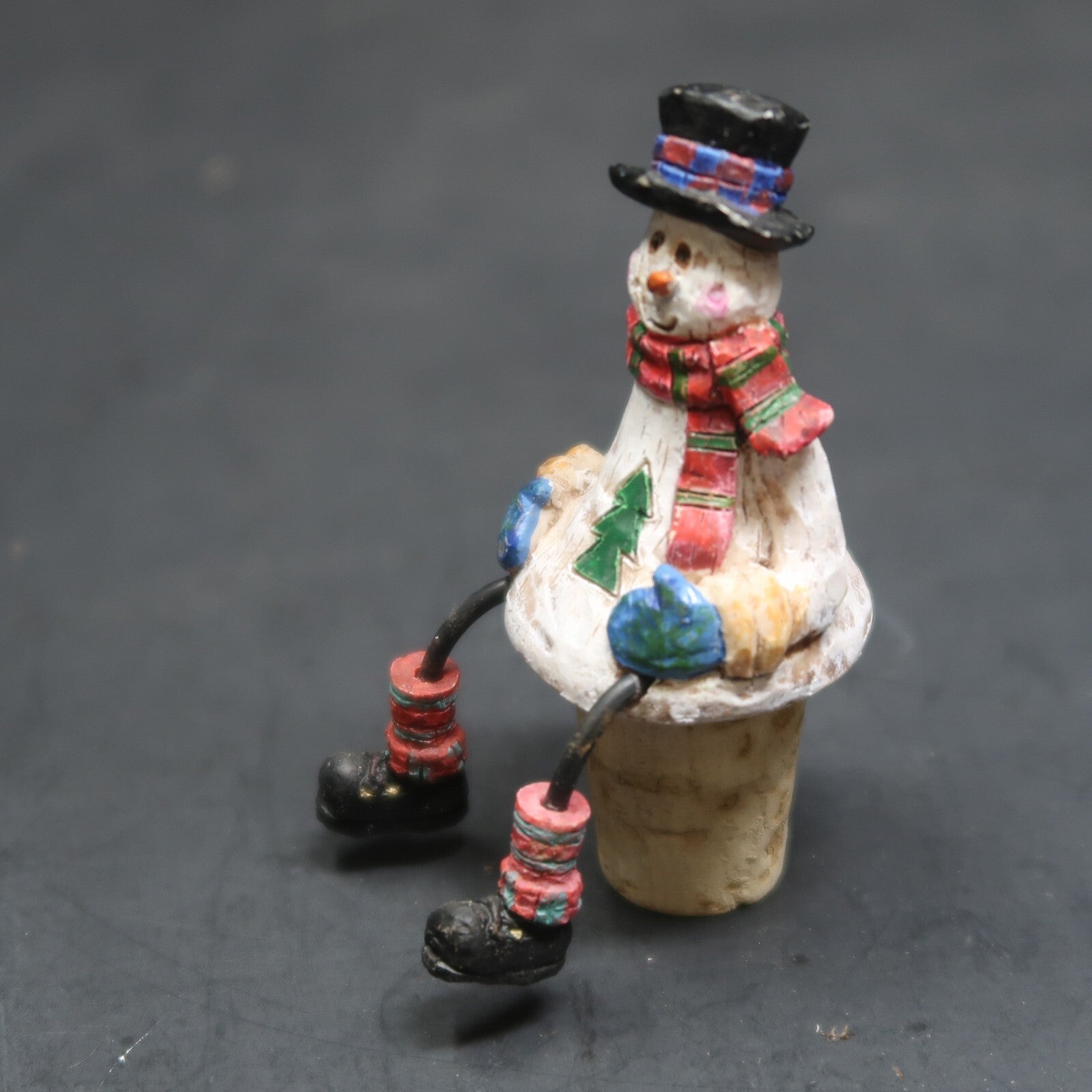 Snowman Dangling Legs Wine Stopper Cork 3"