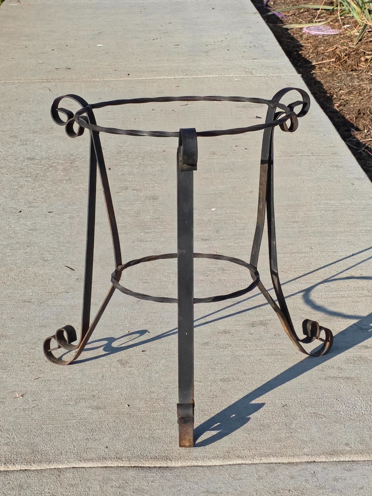 Vintage Spanish Revival Plant Stand 19" Mid-Century Twisted Iron Planter Holder
