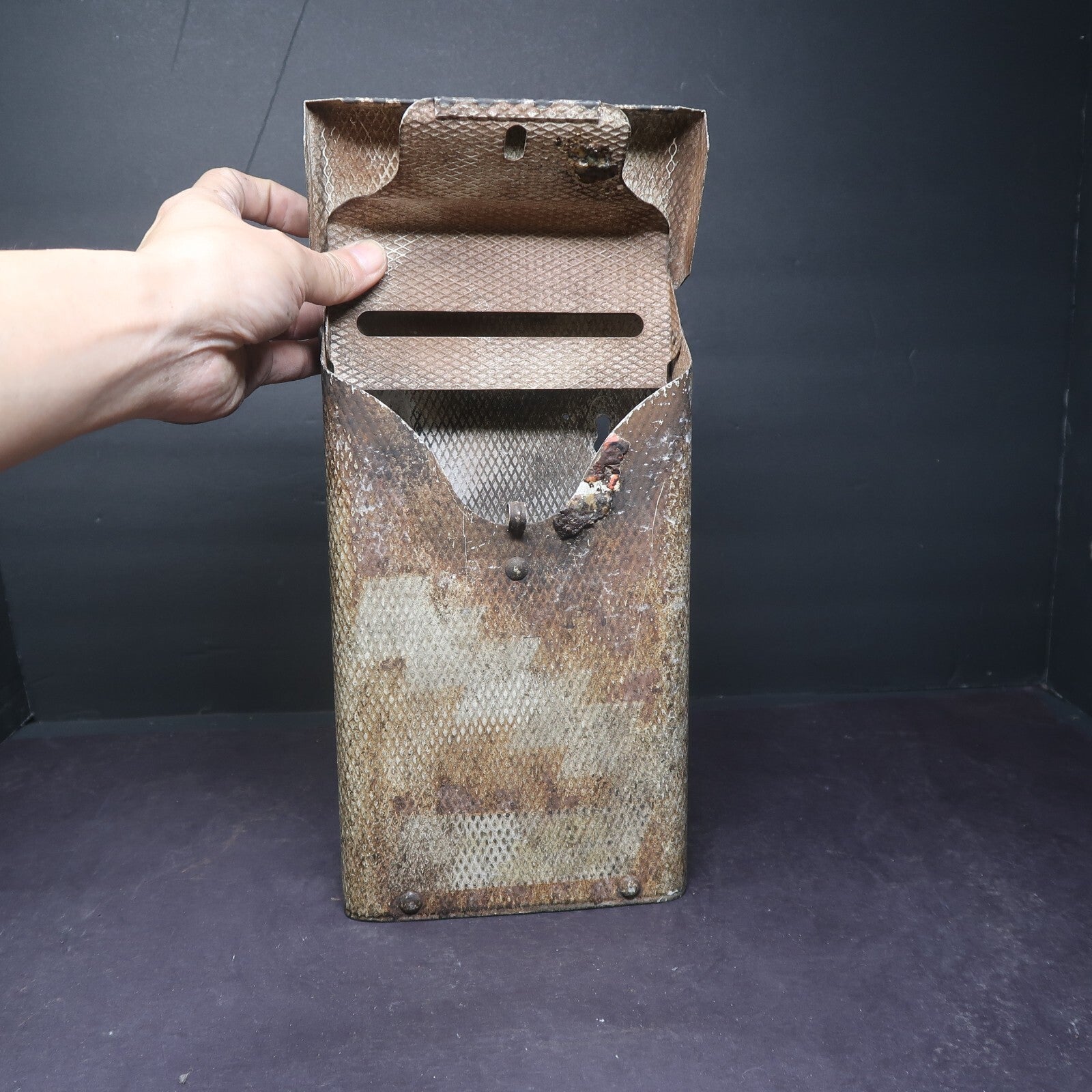 Vintage Aluminum Wall Mounted Mailbox Double Hinged Flip Top