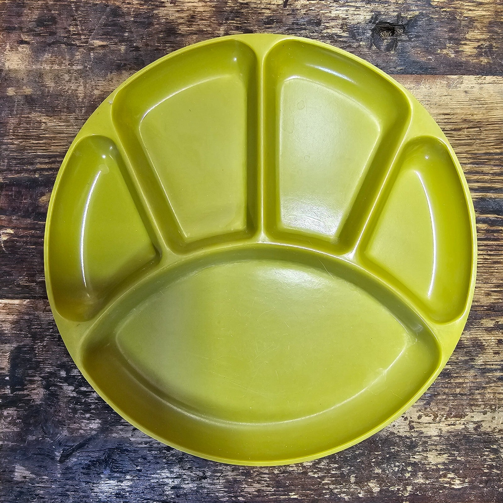 Set of 3 Vintage Gaiety Melamine Mustard Yellow Divided Dinner Plates