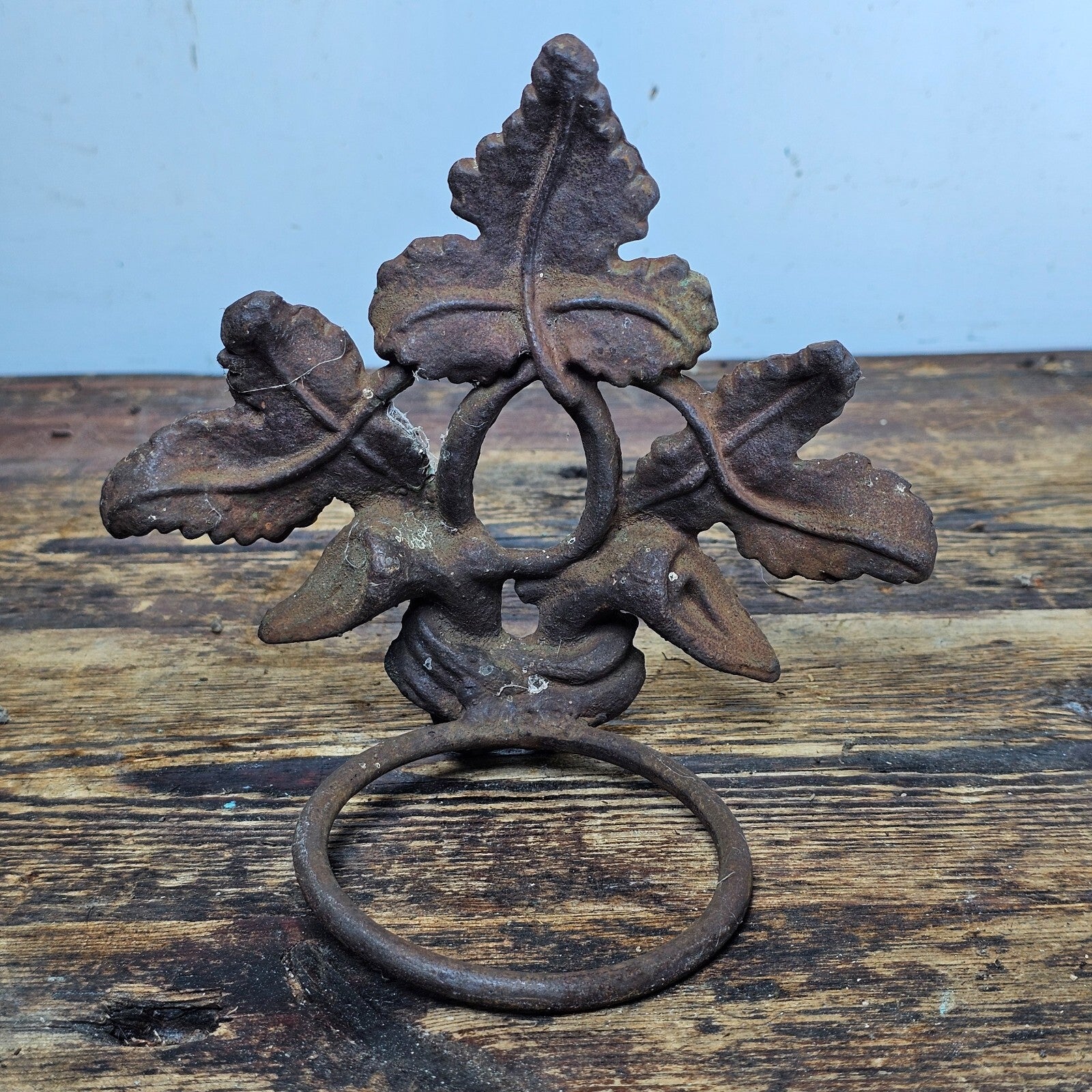 Victorian Style Cast Iron Wall Planter Candle Holder Ivy Design 6.5"H
