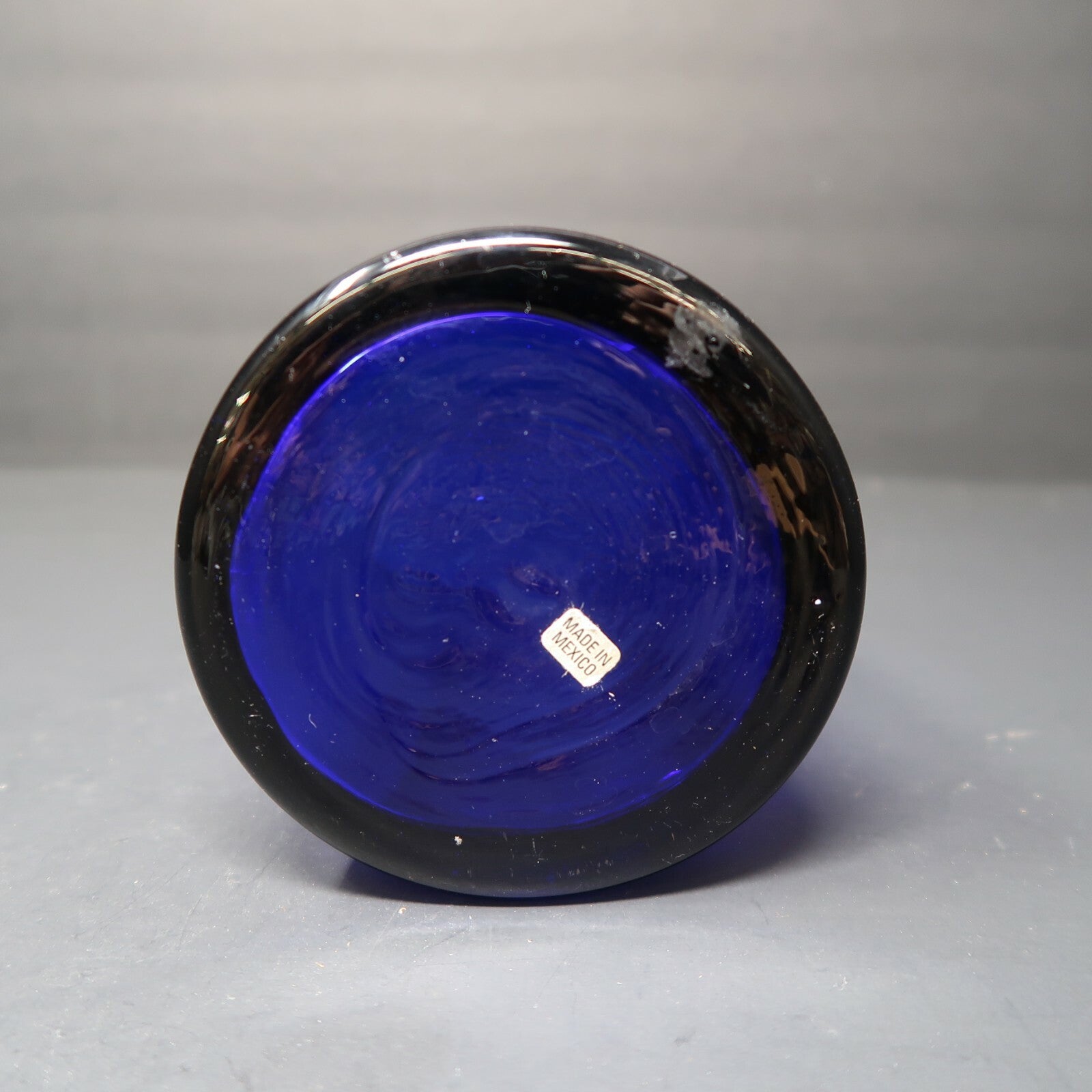 Blue Glass Vase Made In Mexico H 7.5"